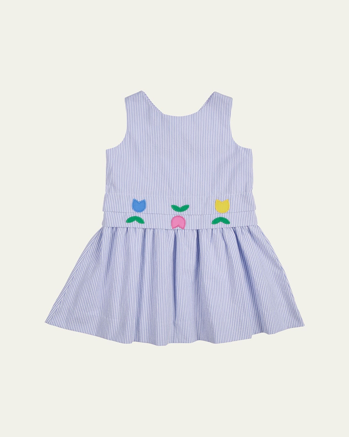 FLORENCE EISEMAN GIRL'S SEERSUCKER DRESS WITH TULIPS 