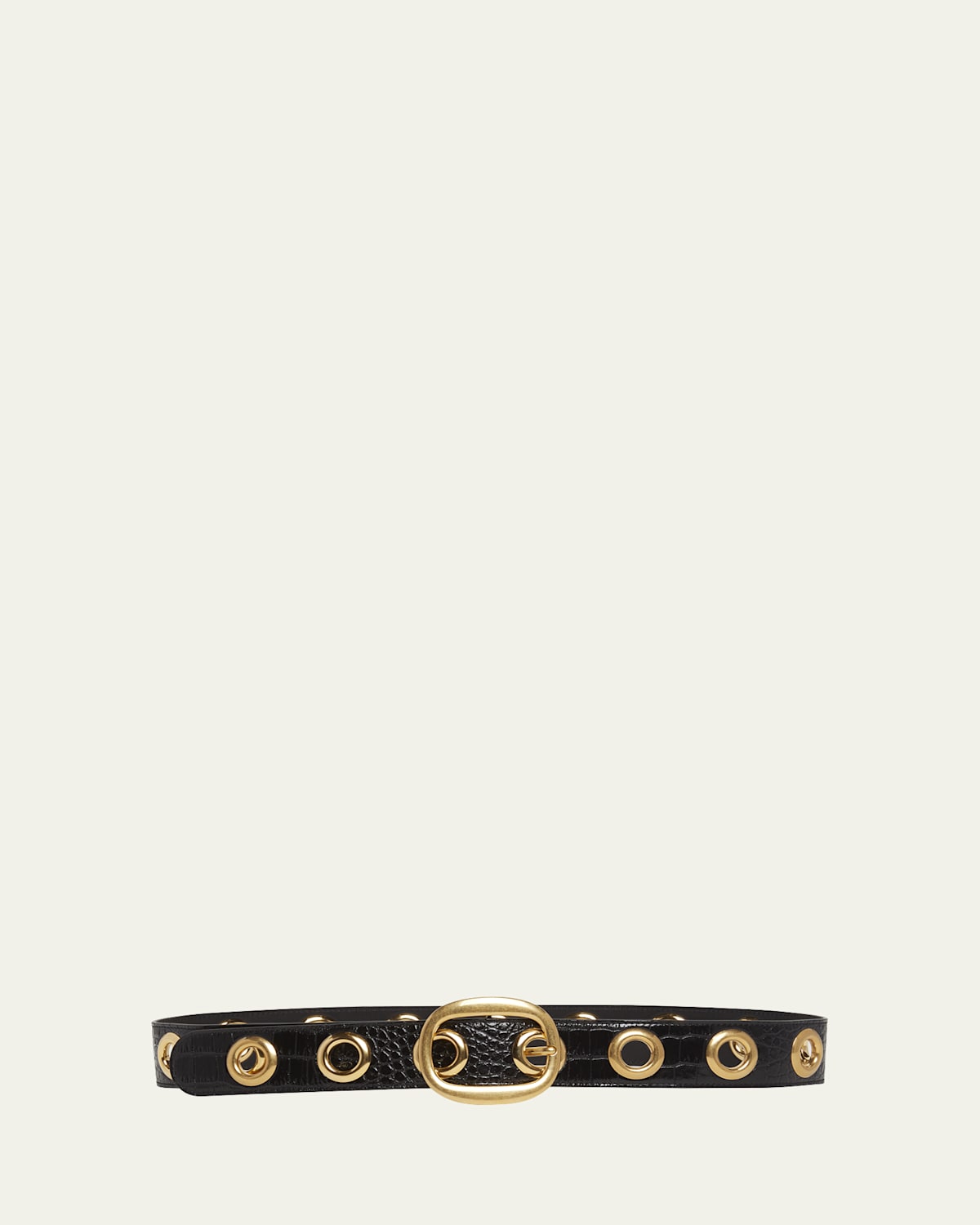 Tom Ford Ursula Stamped Croc-embossed Leather Belt In Black