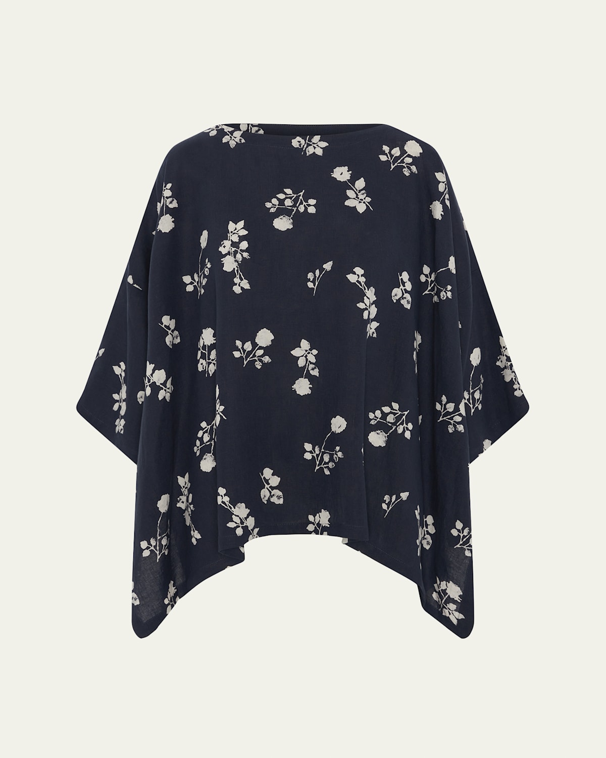 Shop Eskandar Dps Scoop-neck 3/4-sleeve Top (mid Plus Length) In Navy