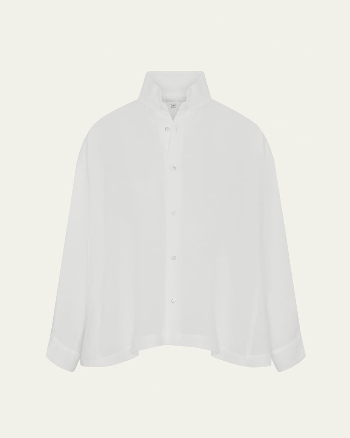 Eskandar Caucasus Shirt With Notch Collar (mid Plus Length) In White