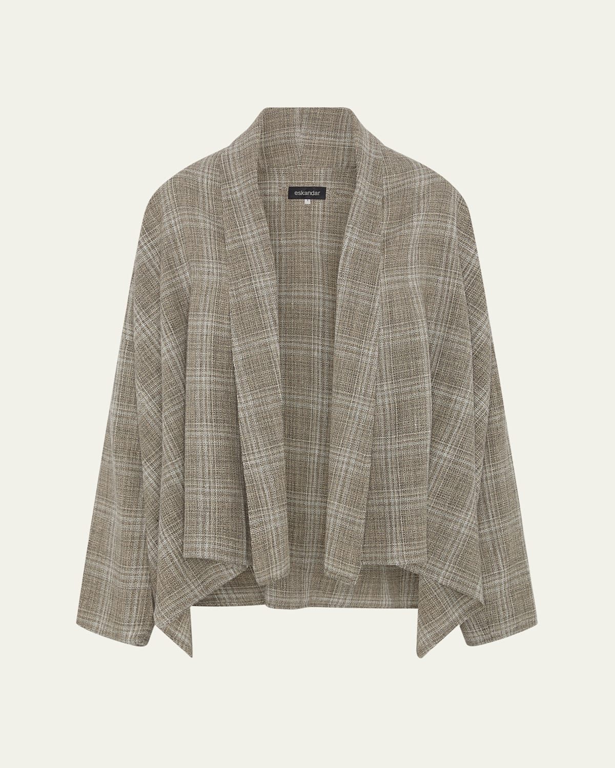 ESKANDAR WIDE A-LINE SCRUNCH SHAWL-COLLAR JACKET (MID PLUS LENGTH) 