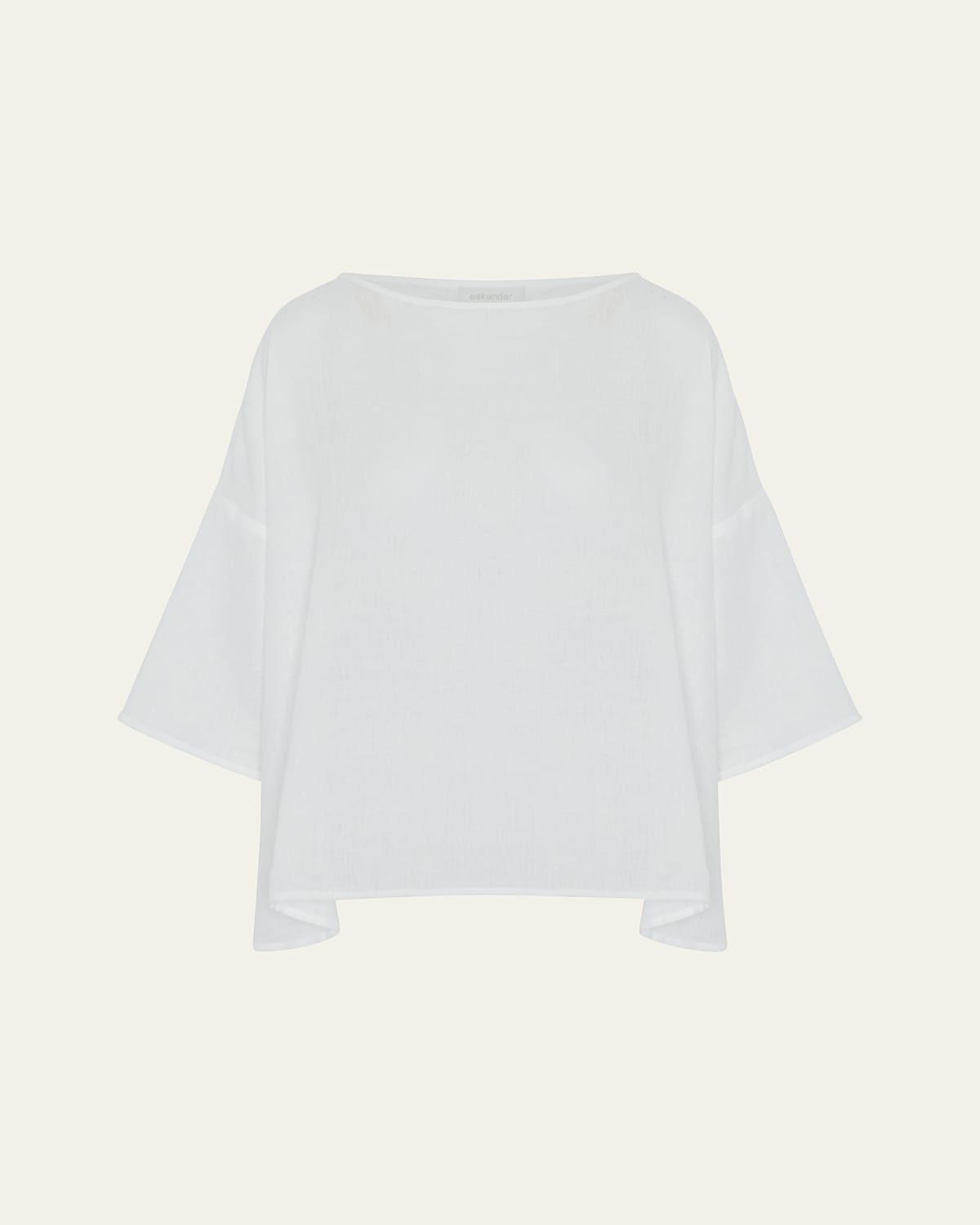 ESKANDAR SLOPED SHOULDER WIDE A-LINE SCOOP NECK TOP (MID LENGTH) 