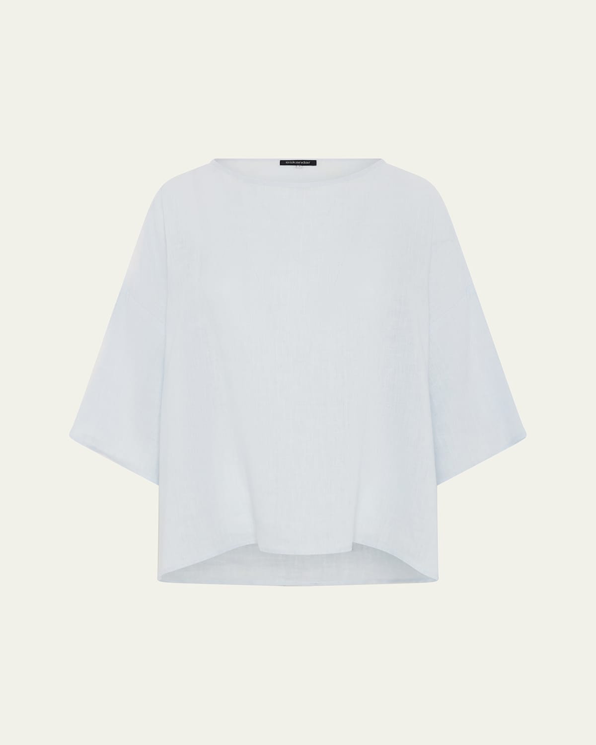 ESKANDAR SLOPED SHOULDER WIDE A-LINE SCOOP NECK TOP (MID LENGTH) 