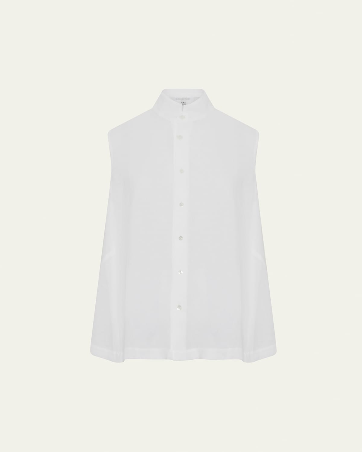 Eskandar Sleeveless Caucasus Shirt With Notch Collar (long Length) In White