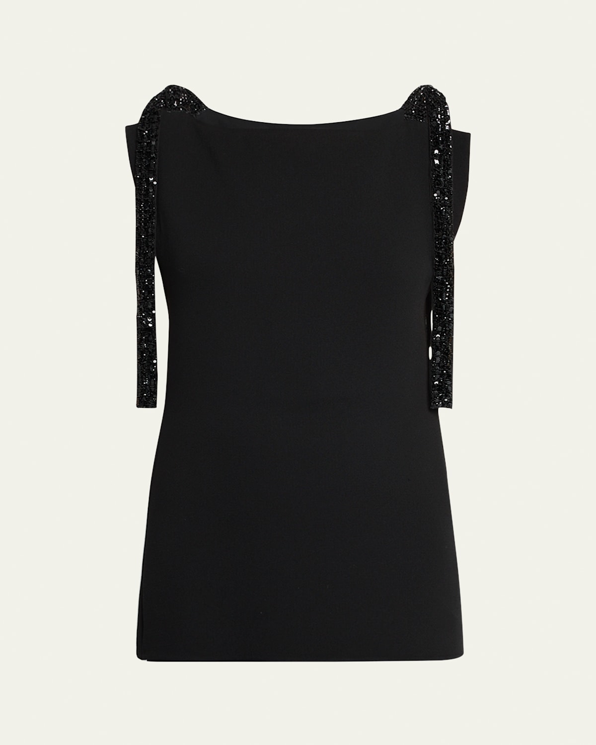 The Row Bozuni Sequined Ribbon Structured Silk Top In Black