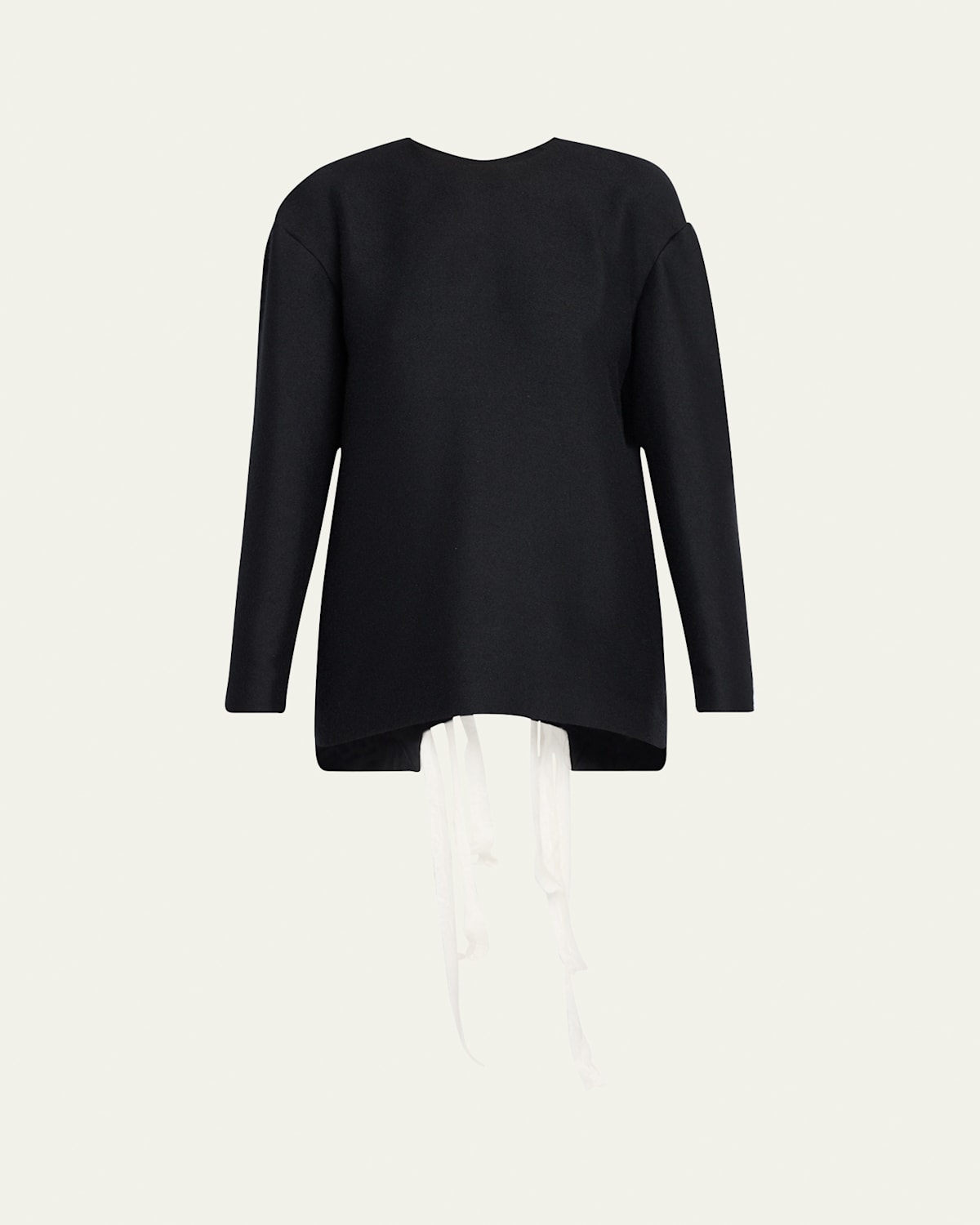 The Row Guri Ribbon Back Brushed Cashmere Top In Black
