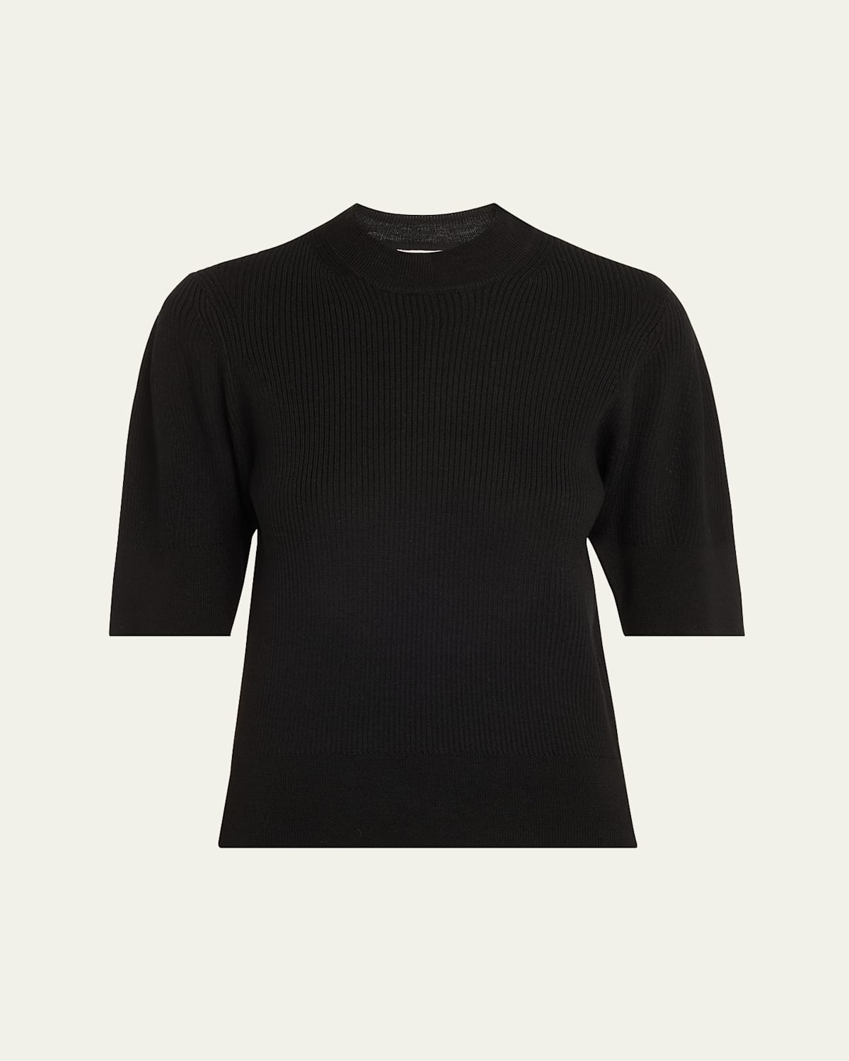 Majestic Ribbed Mock-neck Wool Sweater In Merino Mini Rib Ss Knit