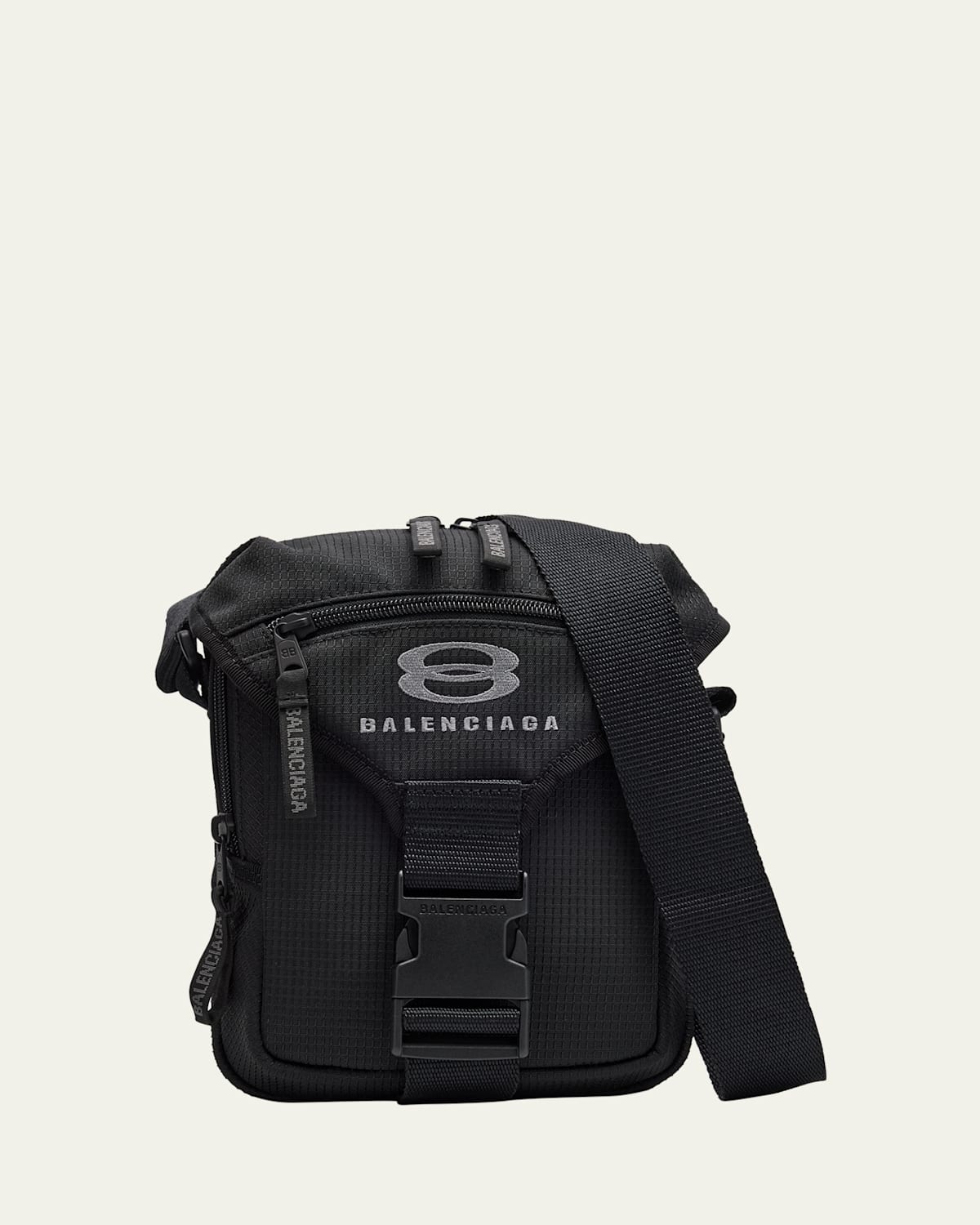 Balenciaga Men's Unity Nylon Crossbody Zip Pouch In Black