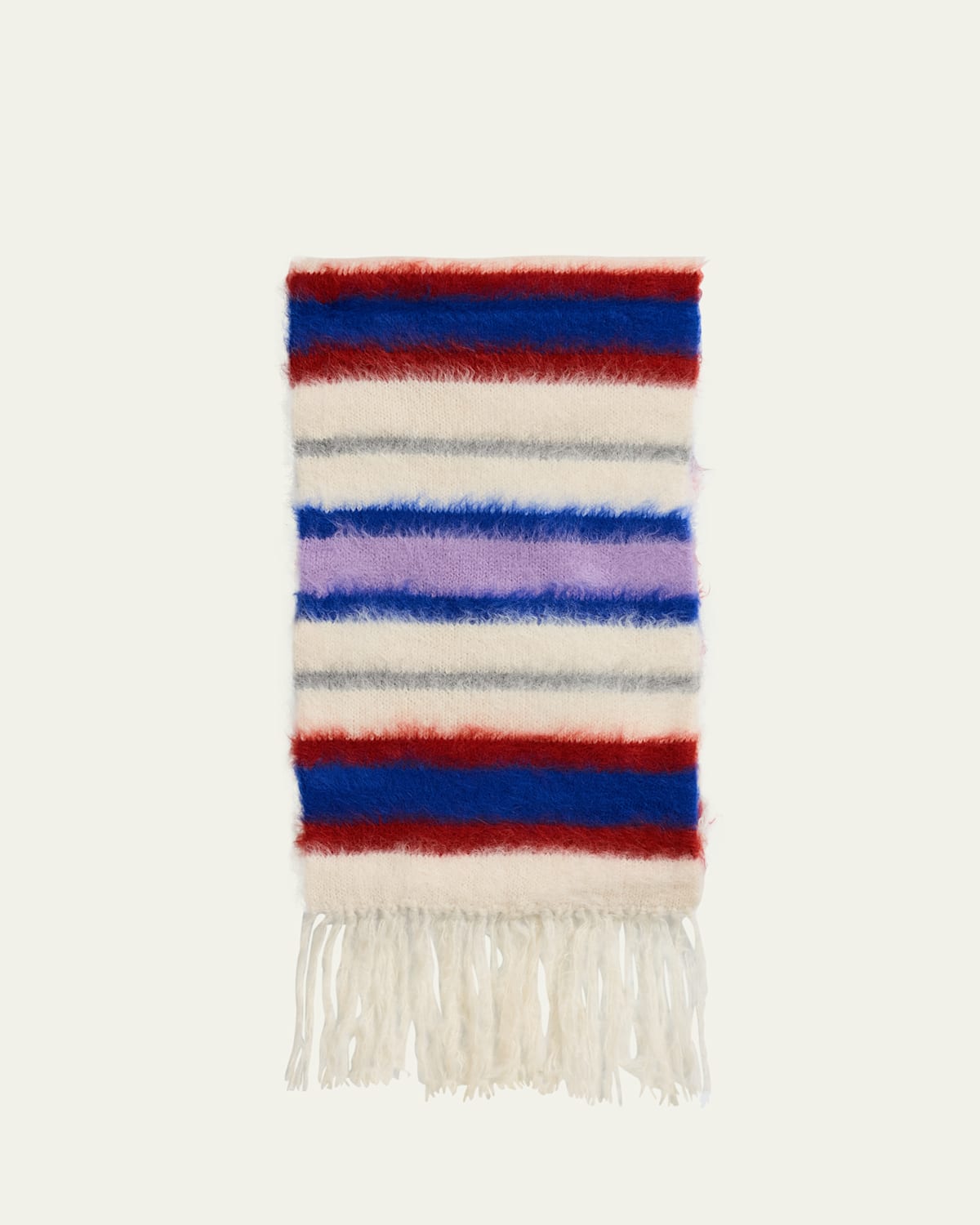 Shop The Elder Statesman Thistle Striped Fur Scarf In Thistle Vineyard Stripe Scarf
