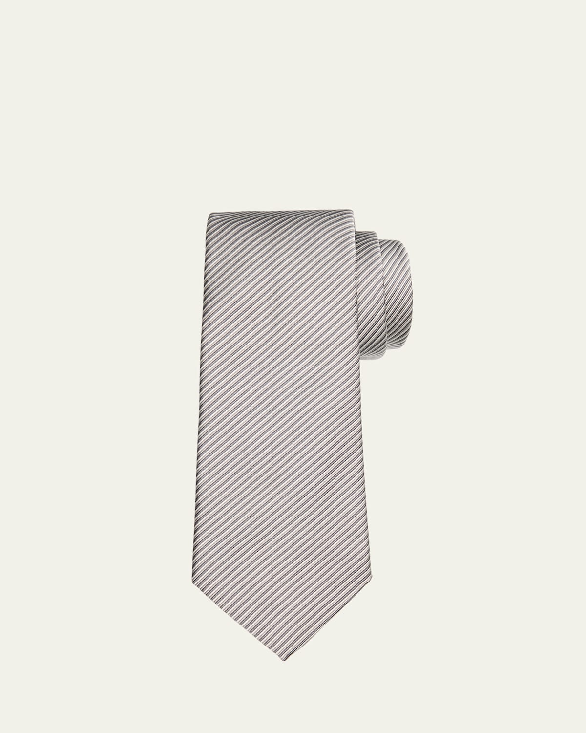 Giorgio Armani Men's Micro-stripe Silk And Cotton Tie In Pearl