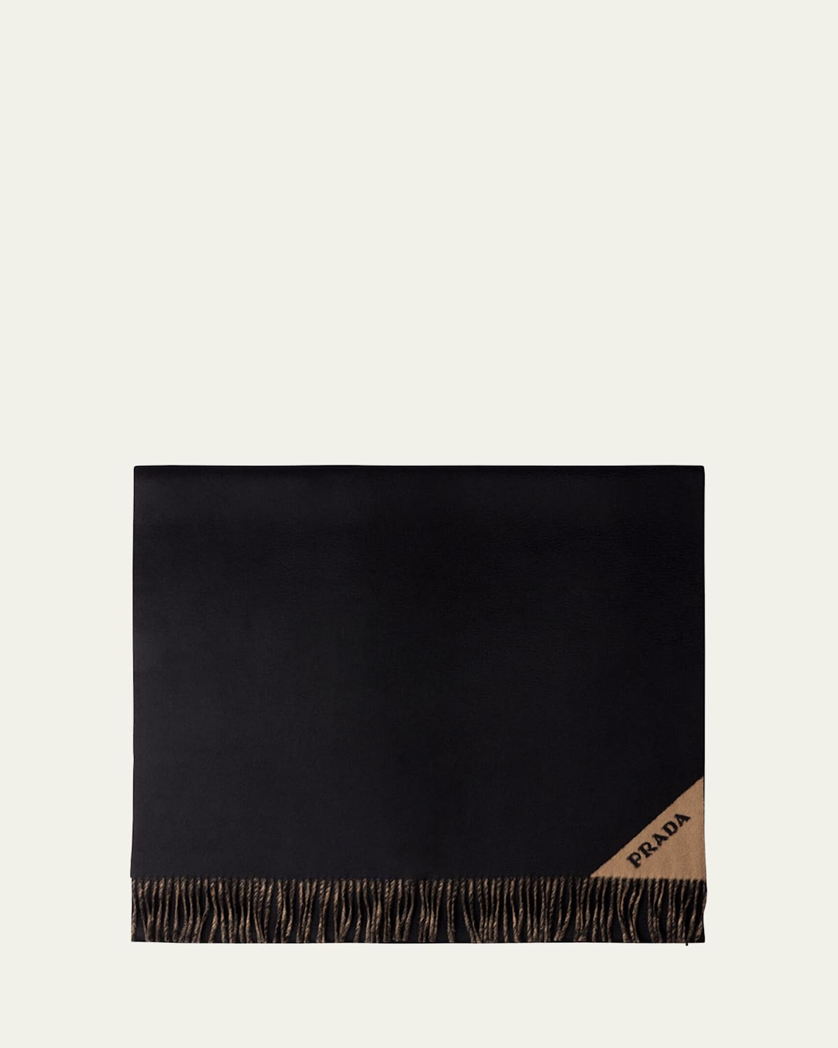 Prada Cashmere Double-faced Scarf In F0orz Nero Noisette