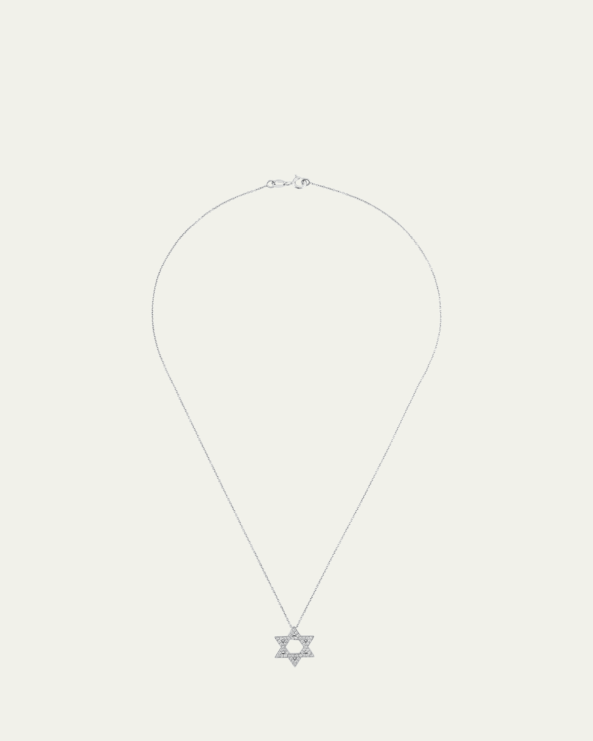 18K Gold Large Star of David Pave Diamond Necklace