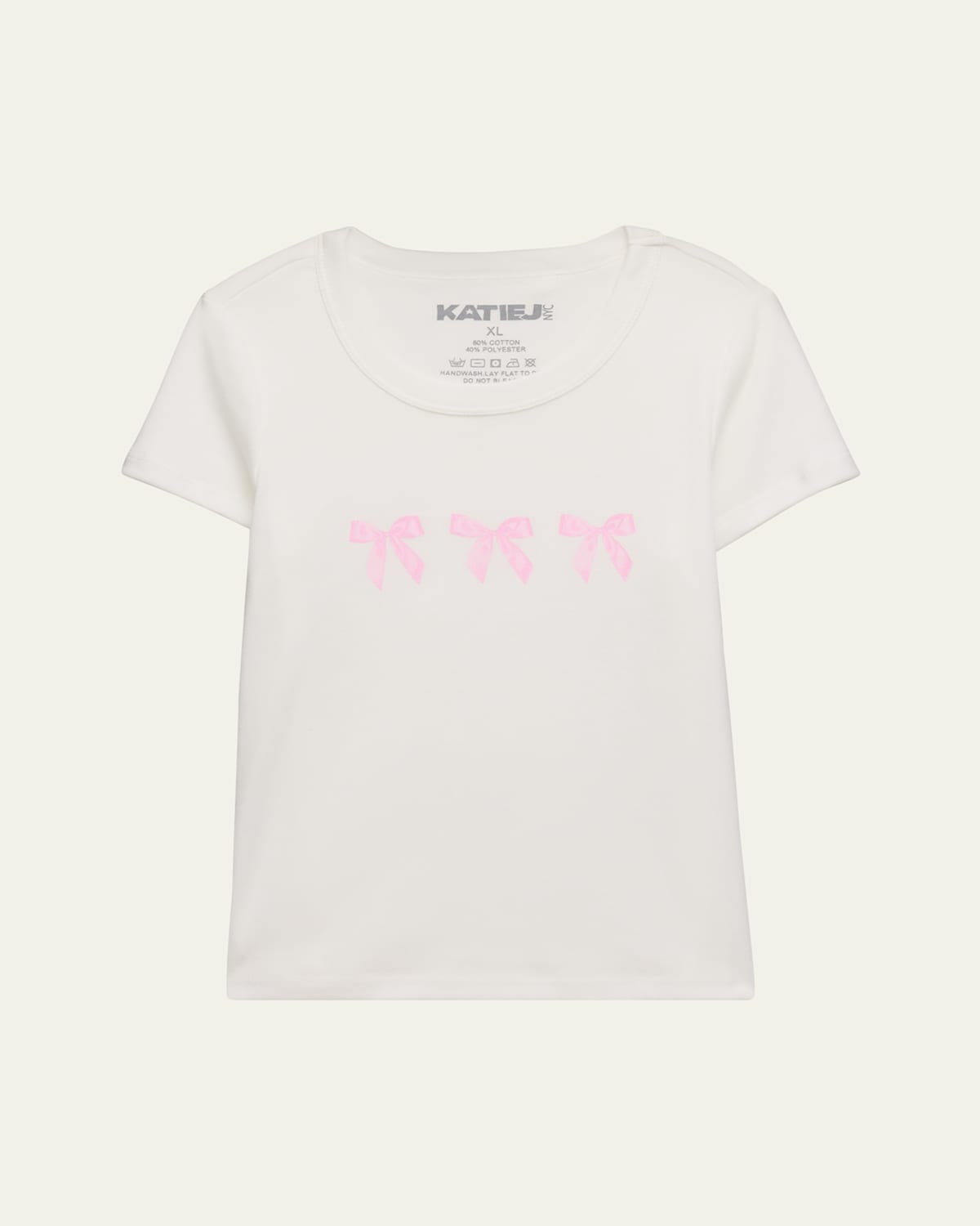 Shop Katiej Nyc Girl's Coquette Bows Graphic T-shirts In Vintage White/pink