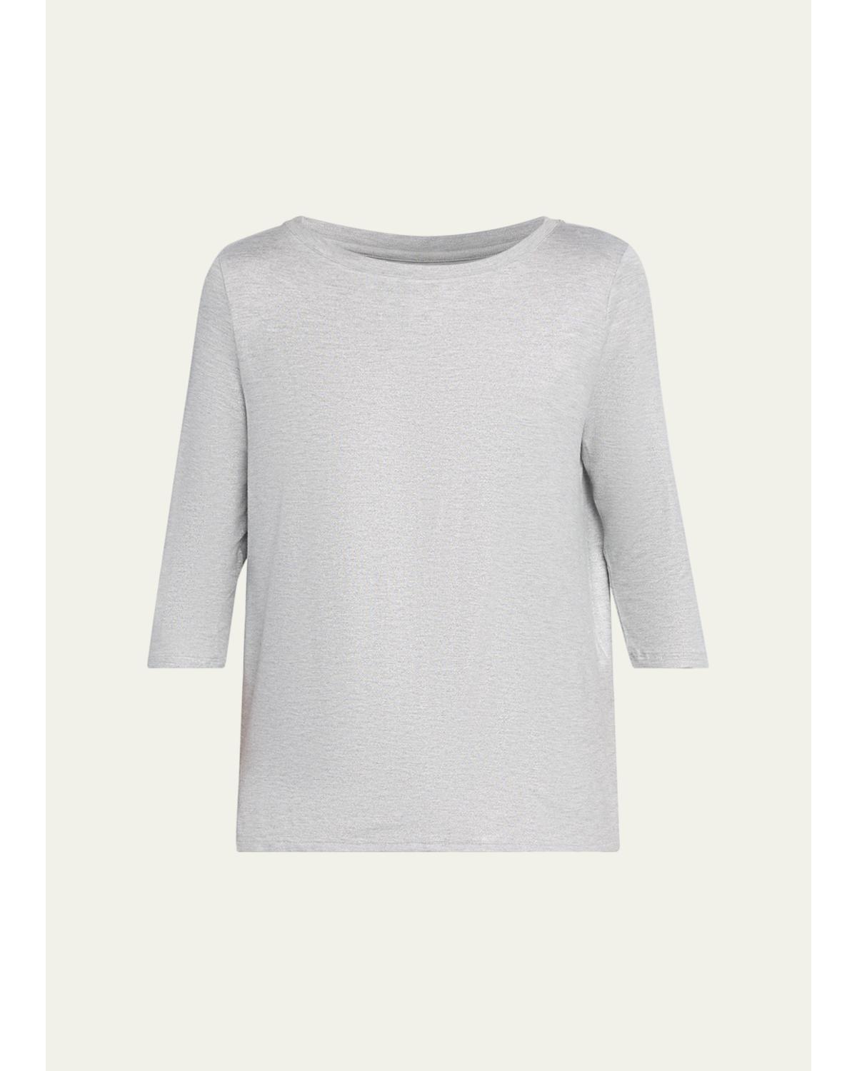 Soft Touch 3/4-Sleeve Metallic Jersey T-Shirt
