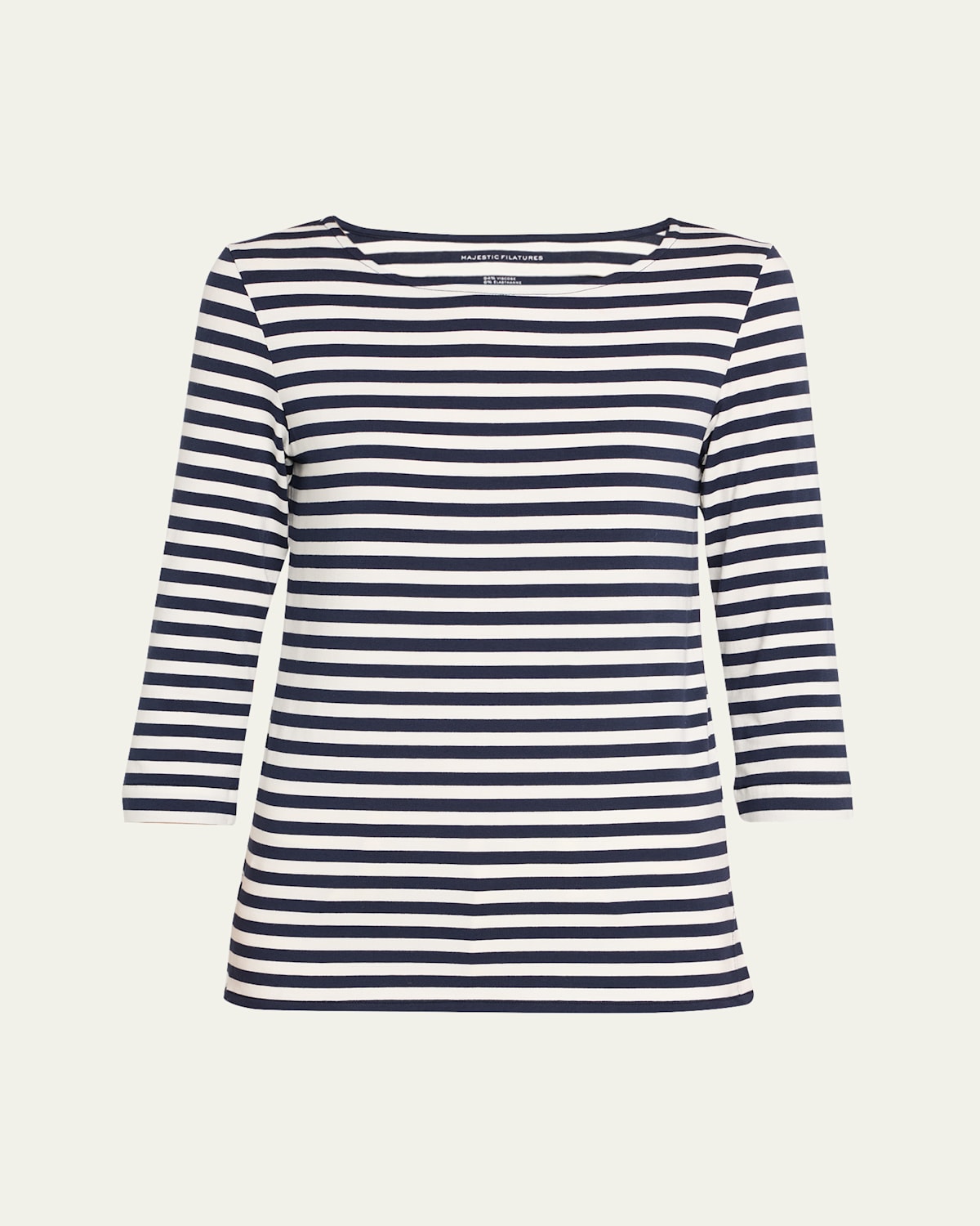 MAJESTIC SOFT TOUCH BOATNECK STRIPED JERSEY T-SHIRT 