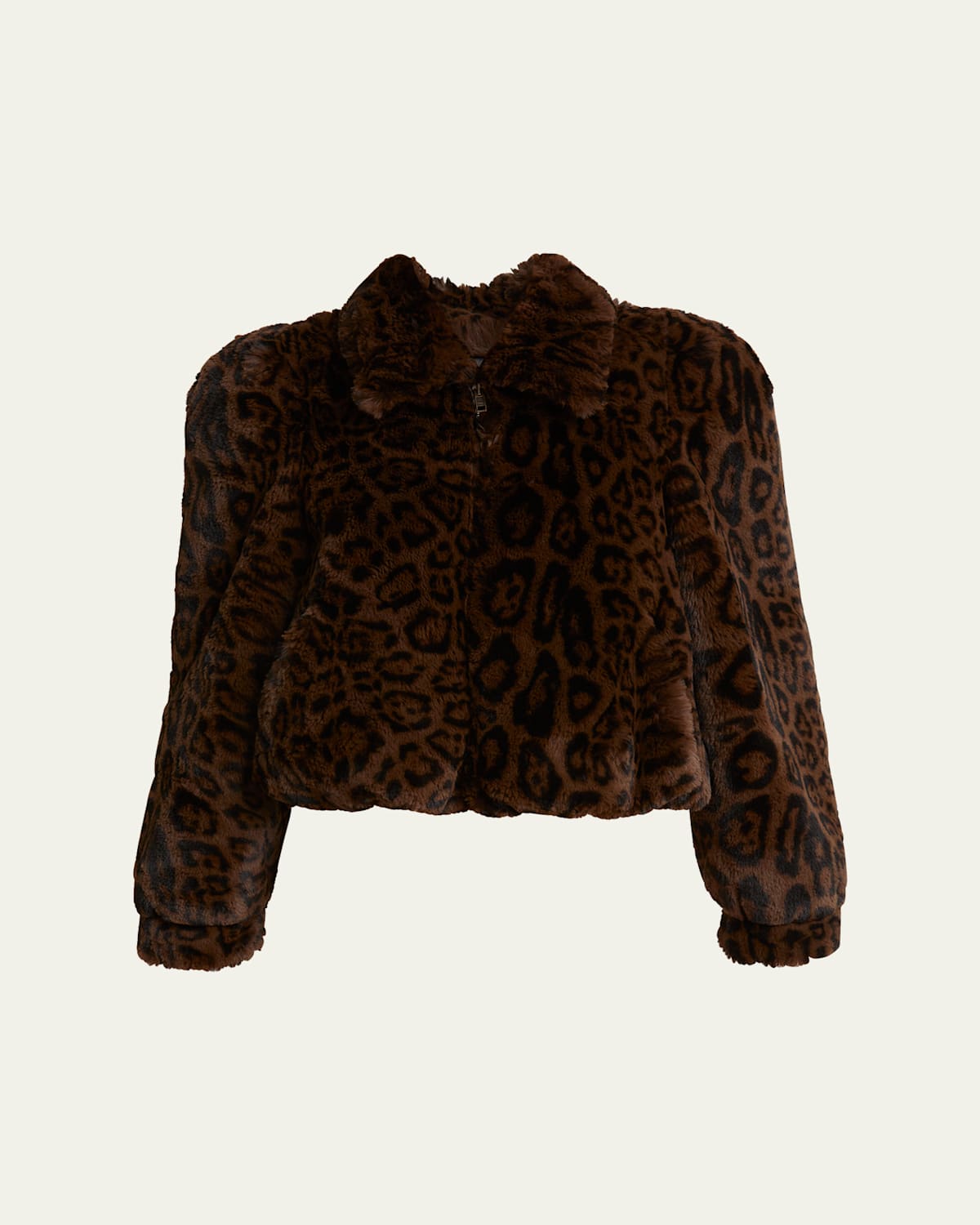Chloé Leopard Print Faux Fur Cropped Jacket In Off Brown