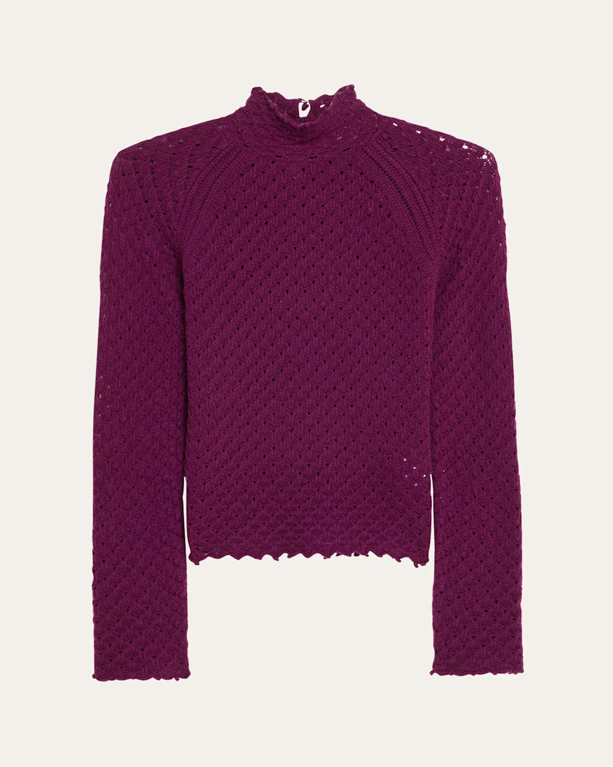 Chloé Open-knit Wool And Cashmere-blend Turtleneck Sweater In Sparkling Purple