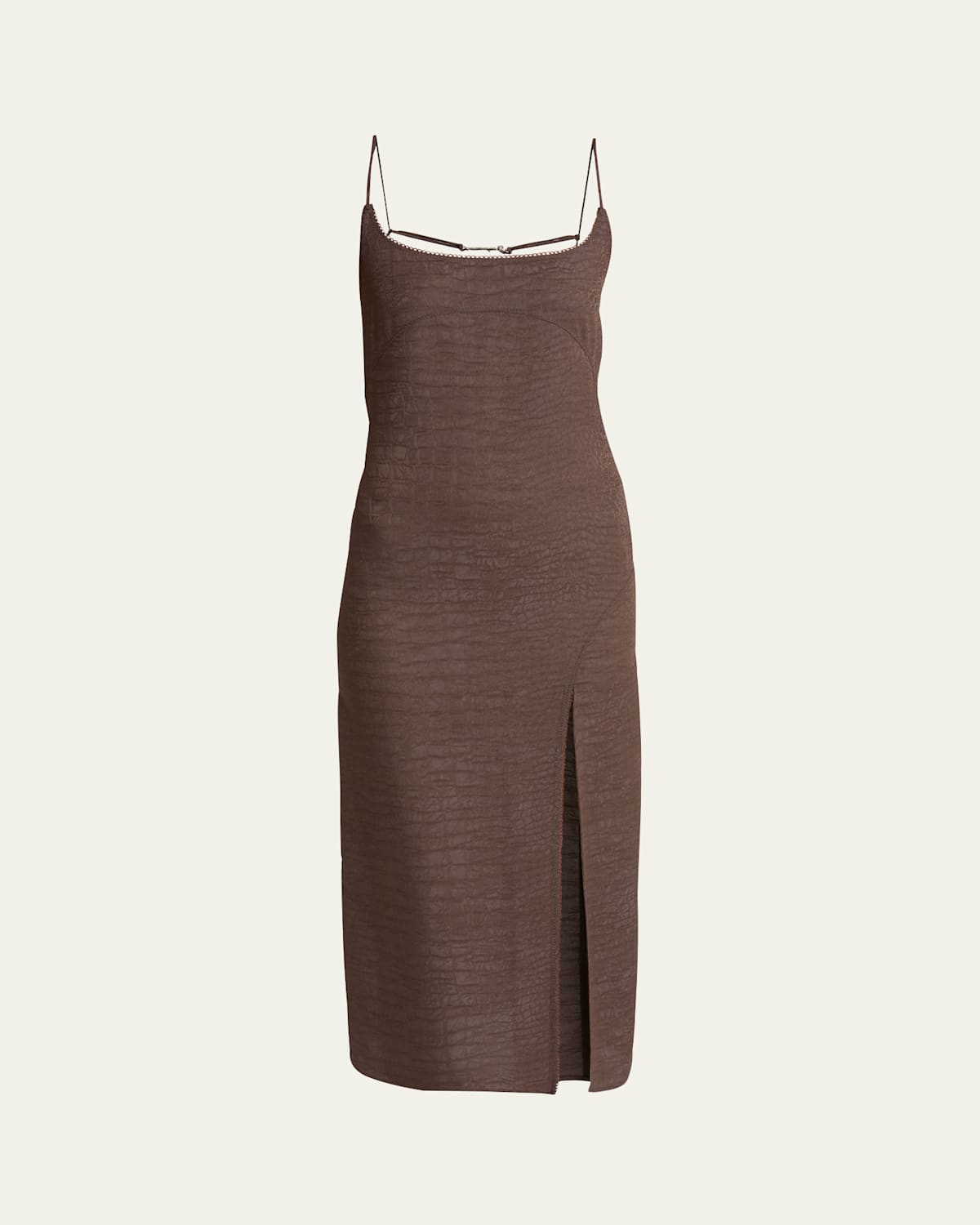 Jacquemus Womens Croco Brown La Robe Notte Croc-pattern Woven Midi Dress In Croco Brown