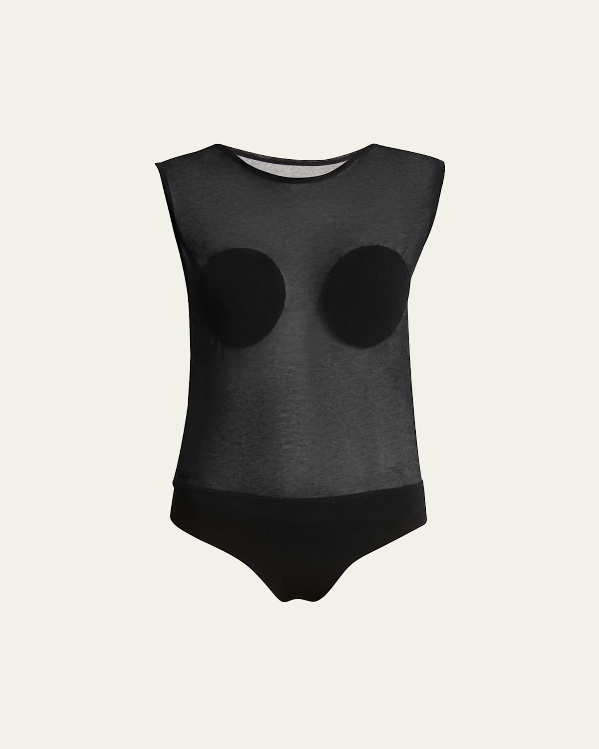 Platano Cap-Sleeve Sheer Bodysuit
