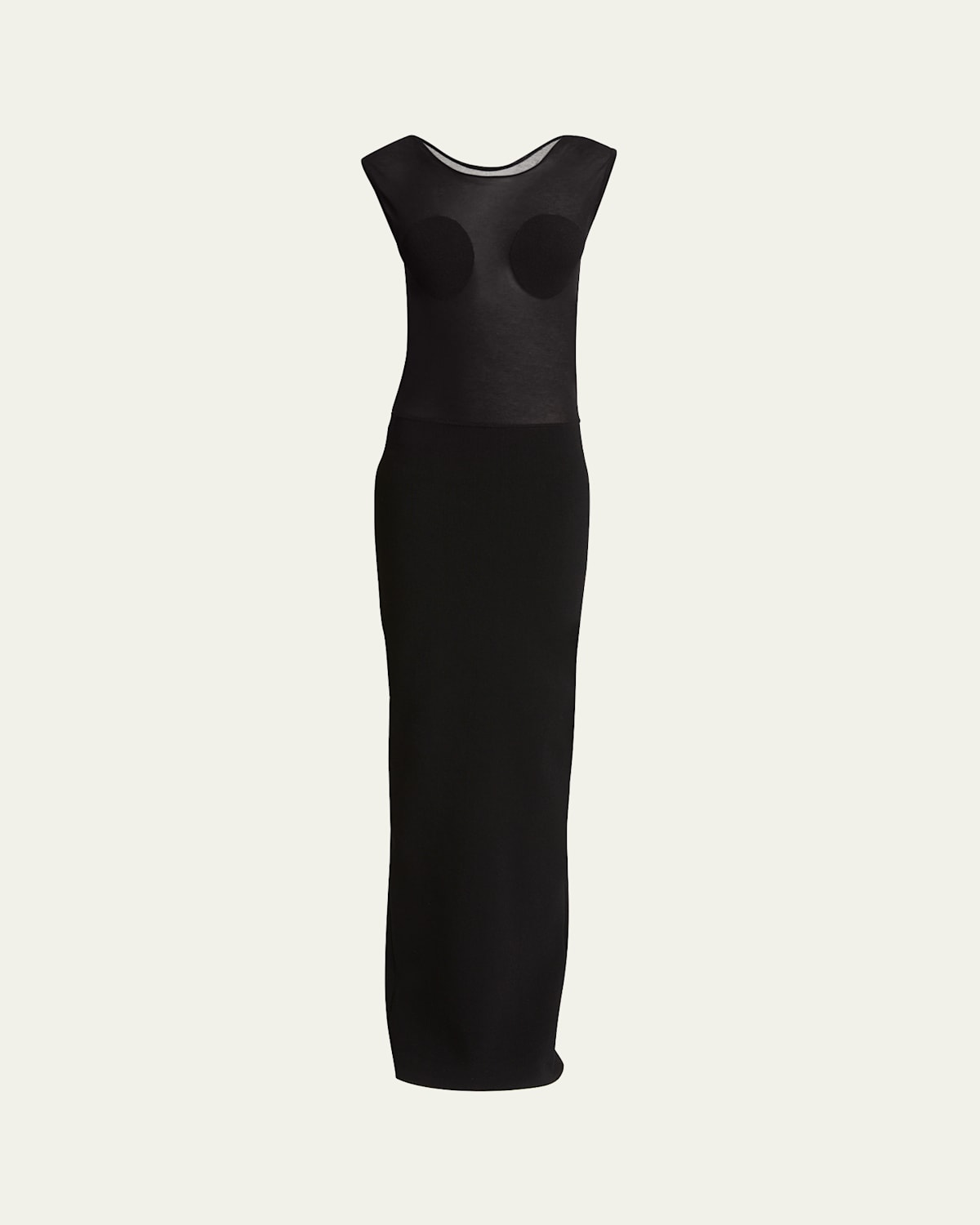 Platano Long Sheer Open-Back Gown
