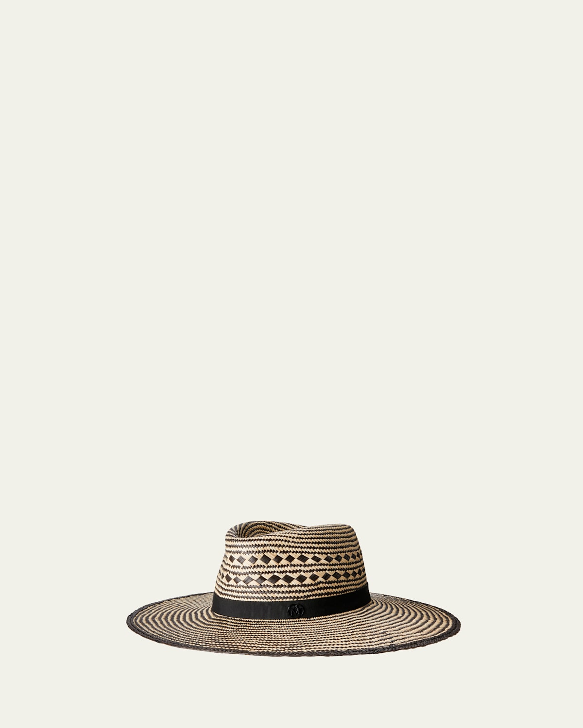 Maison Michel Charles Bicolor Straw Fedora Hat