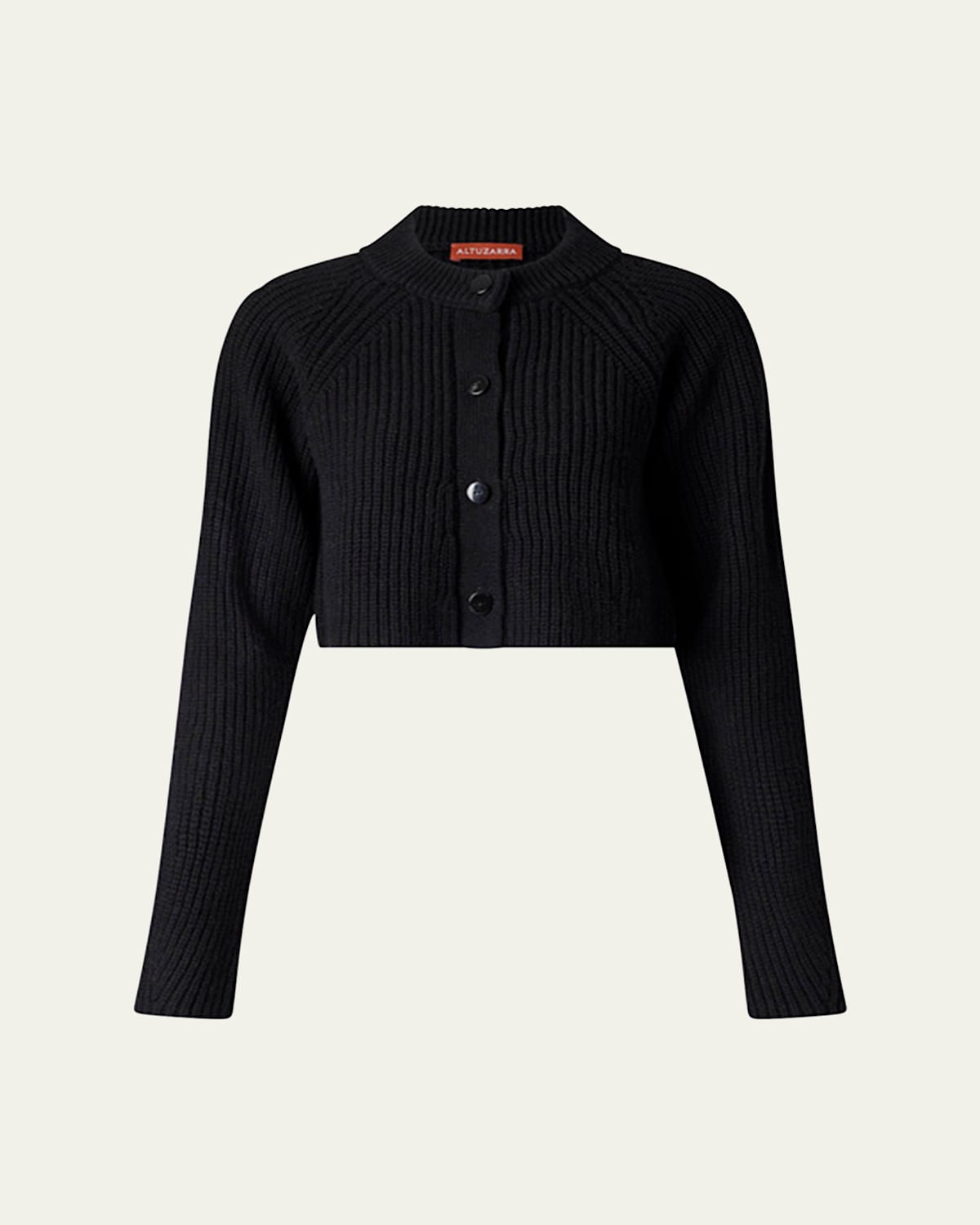 Altuzarra Drew Ribbed Wool Cashmere Cropped Cardigan Sweater In Black