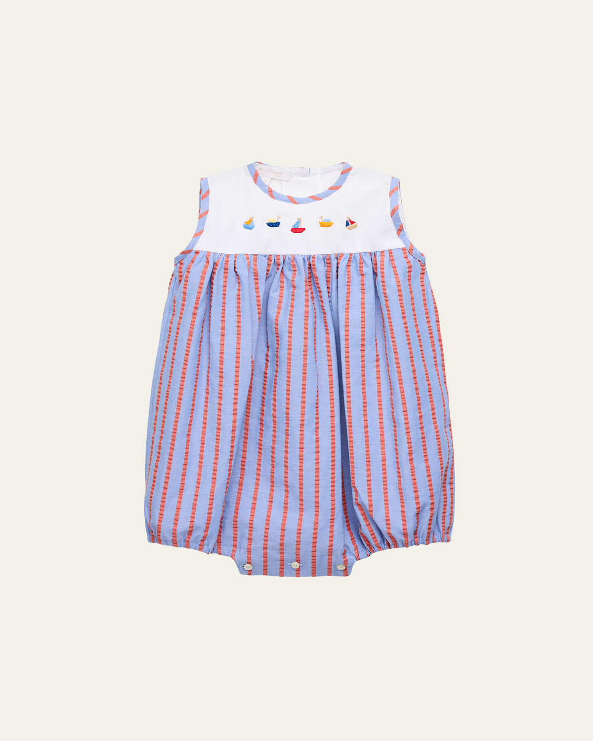 Shop Mariella Ferrari Girl's Striped Embroidered Bubble Romper In 24