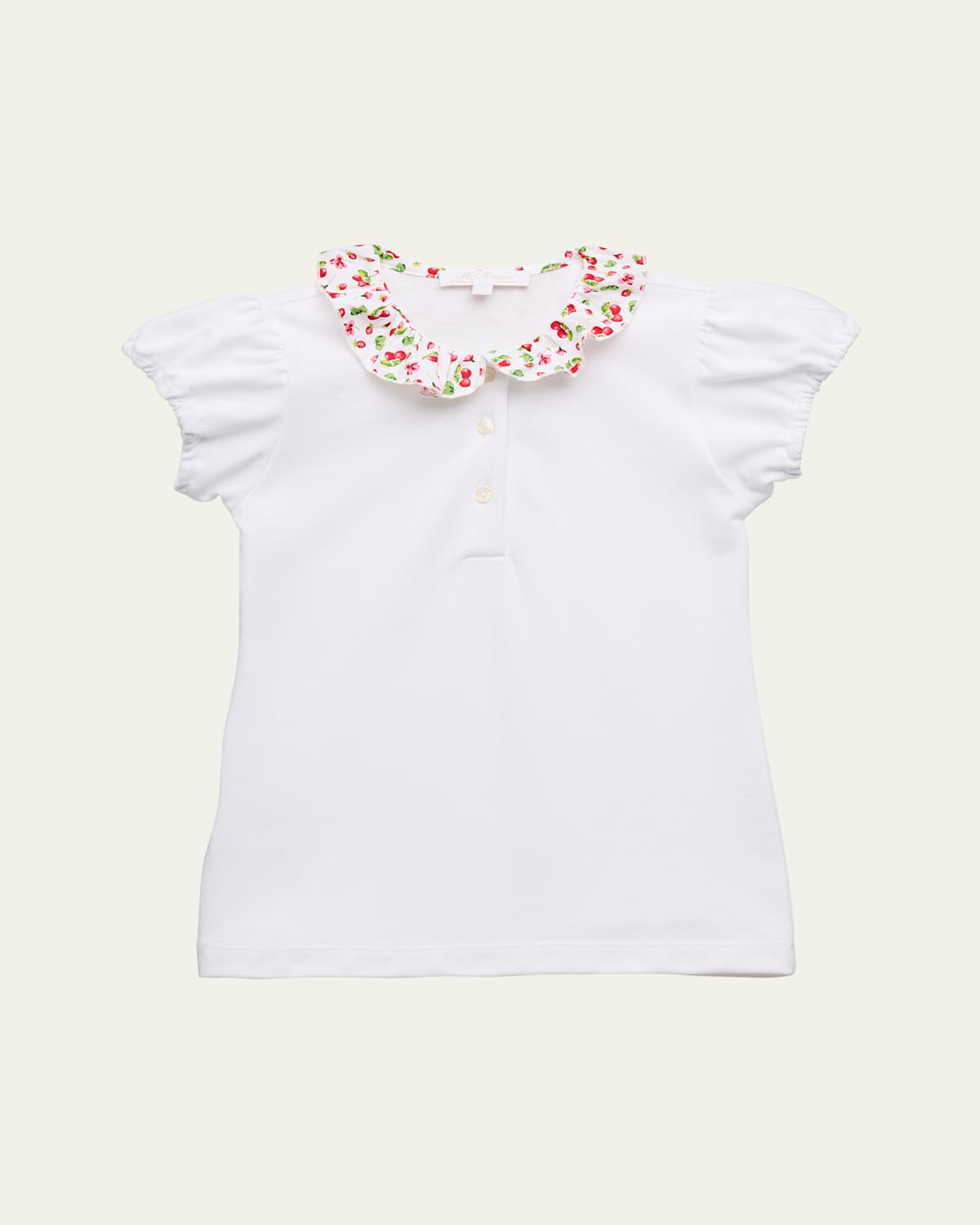 Shop Mariella Ferrari Girl's T-shirt W/ Cherry-print Collar In 501 / 031