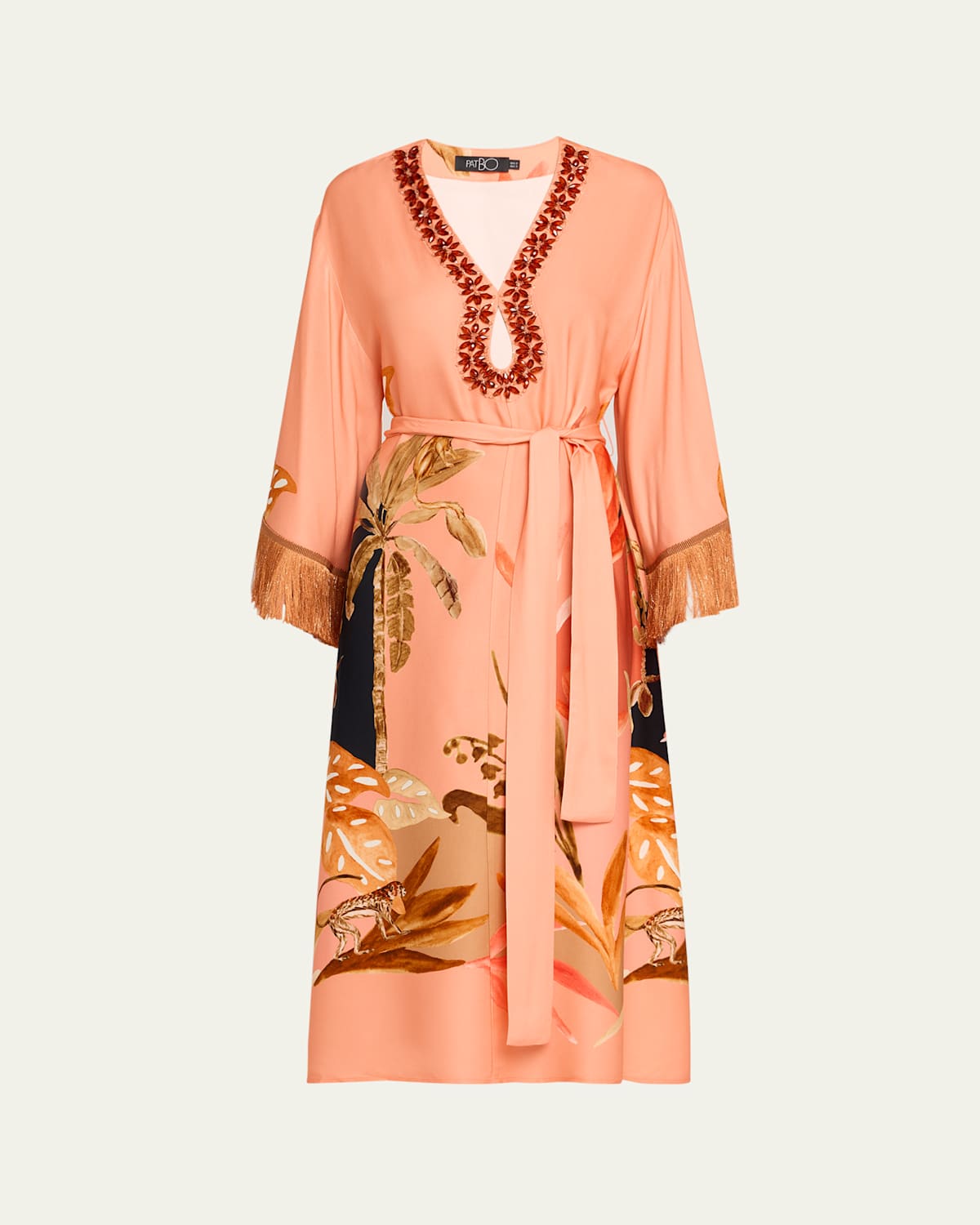 Patbo Bananier Long Caftan Coverup In Peach