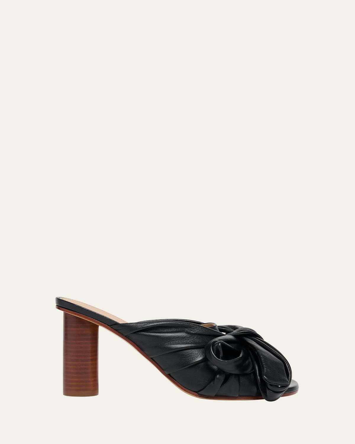Jw Anderson Bow Leather Block-heel Mule Sandals In Black