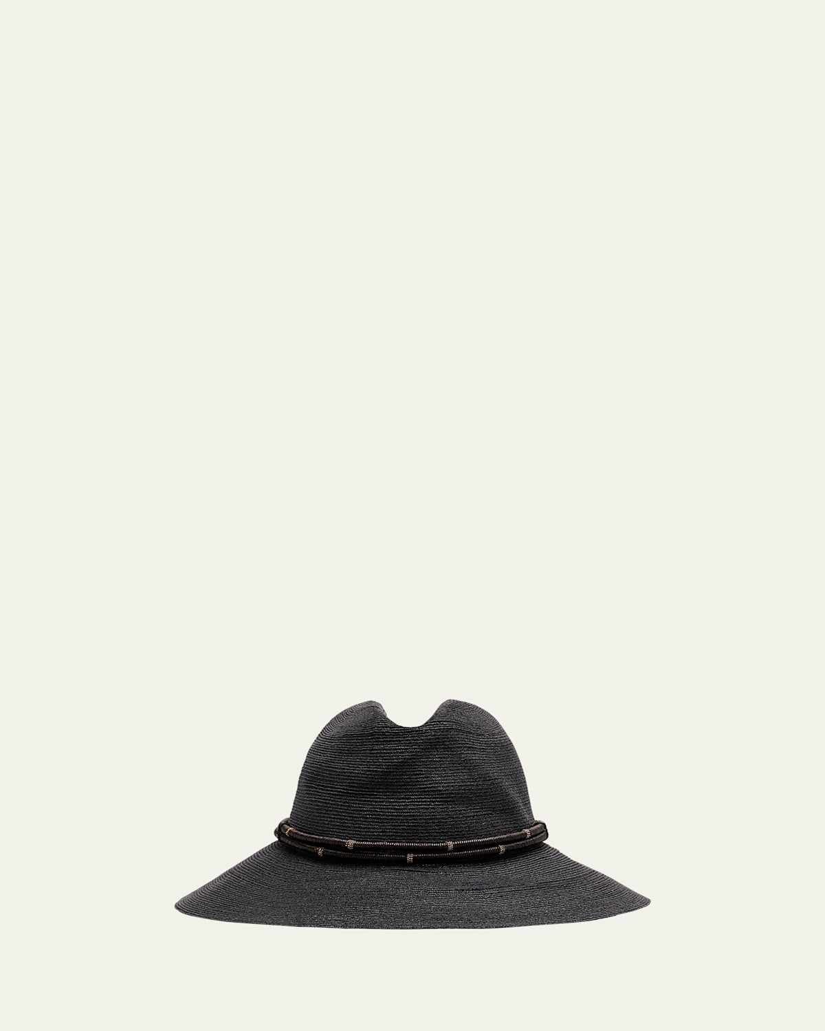 Brunello Cucinelli Hemp Fedora W/ Leather Trim In Hemp Hat W Leather Trim