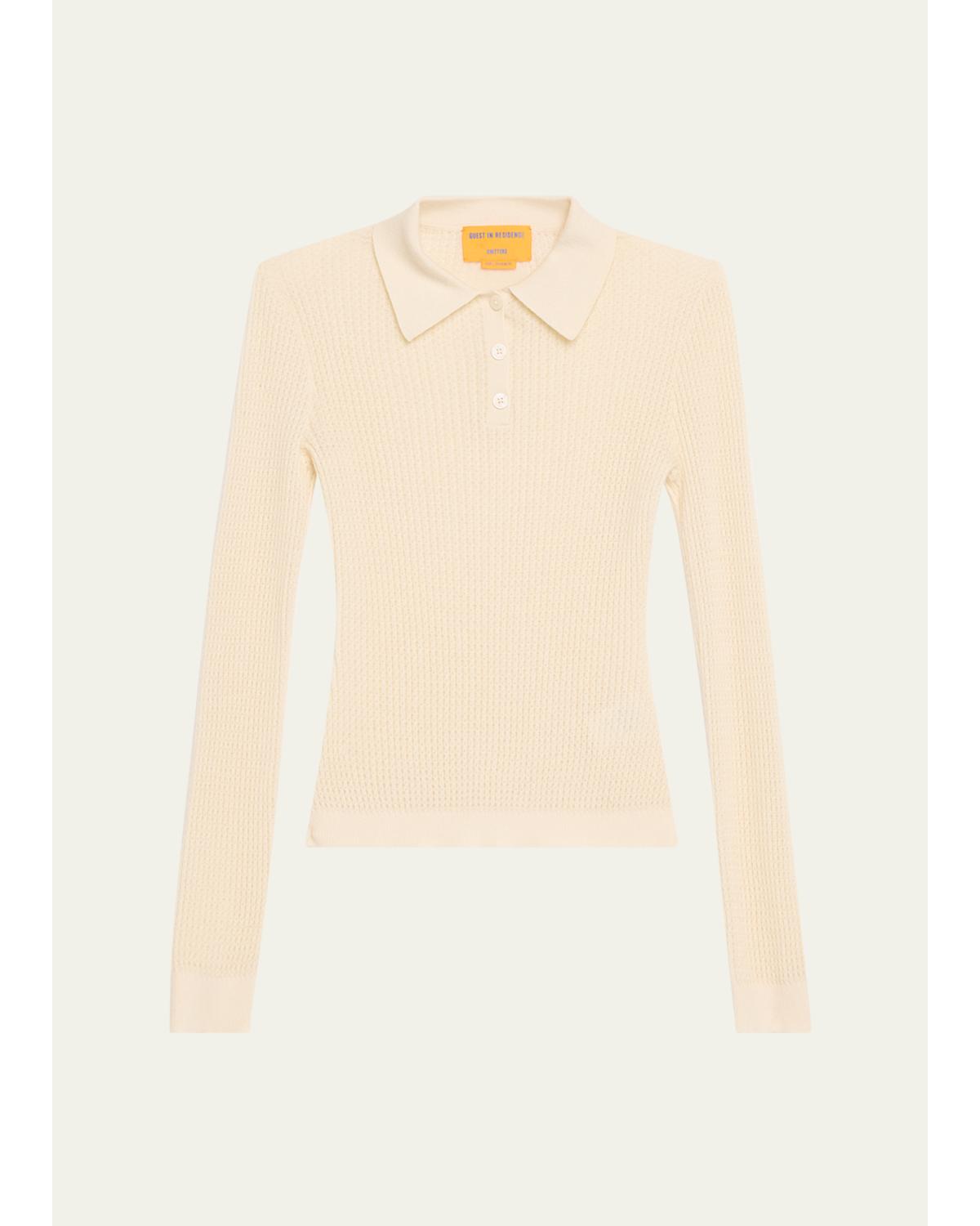 Shrunken Long-Sleeve Cashmere Polo