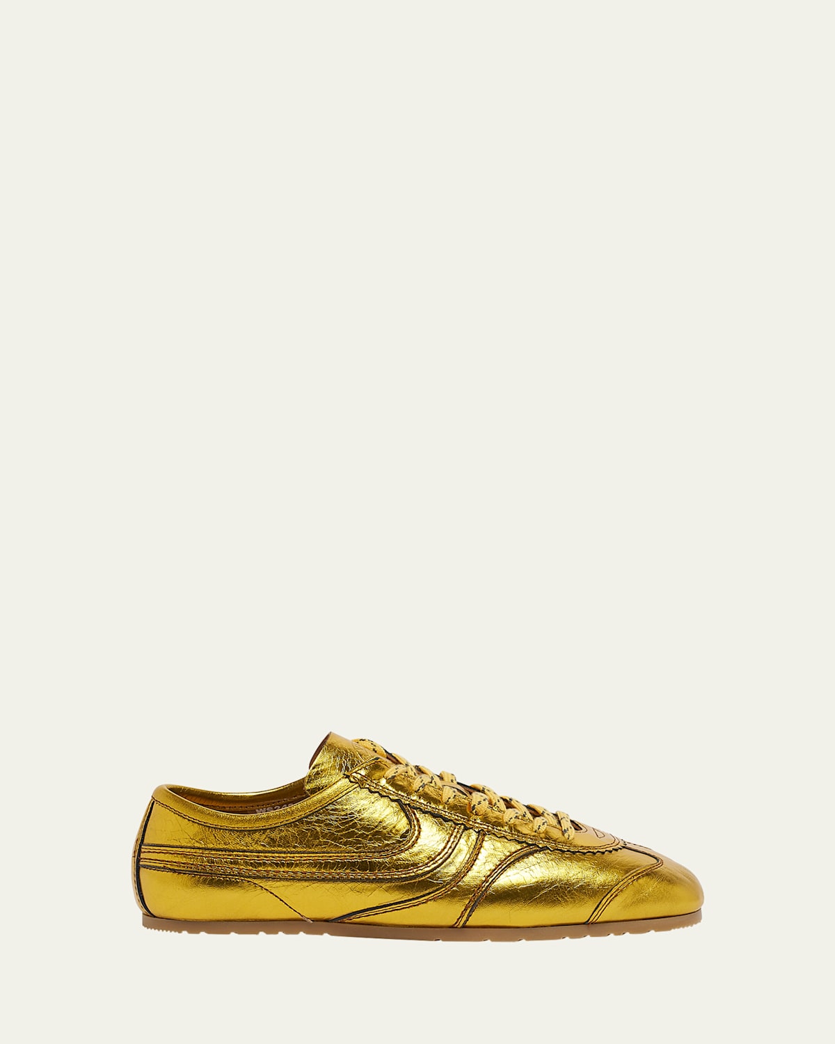 Shop Dries Van Noten Dustin Low-top Metallic Leather Sneakers In Gold