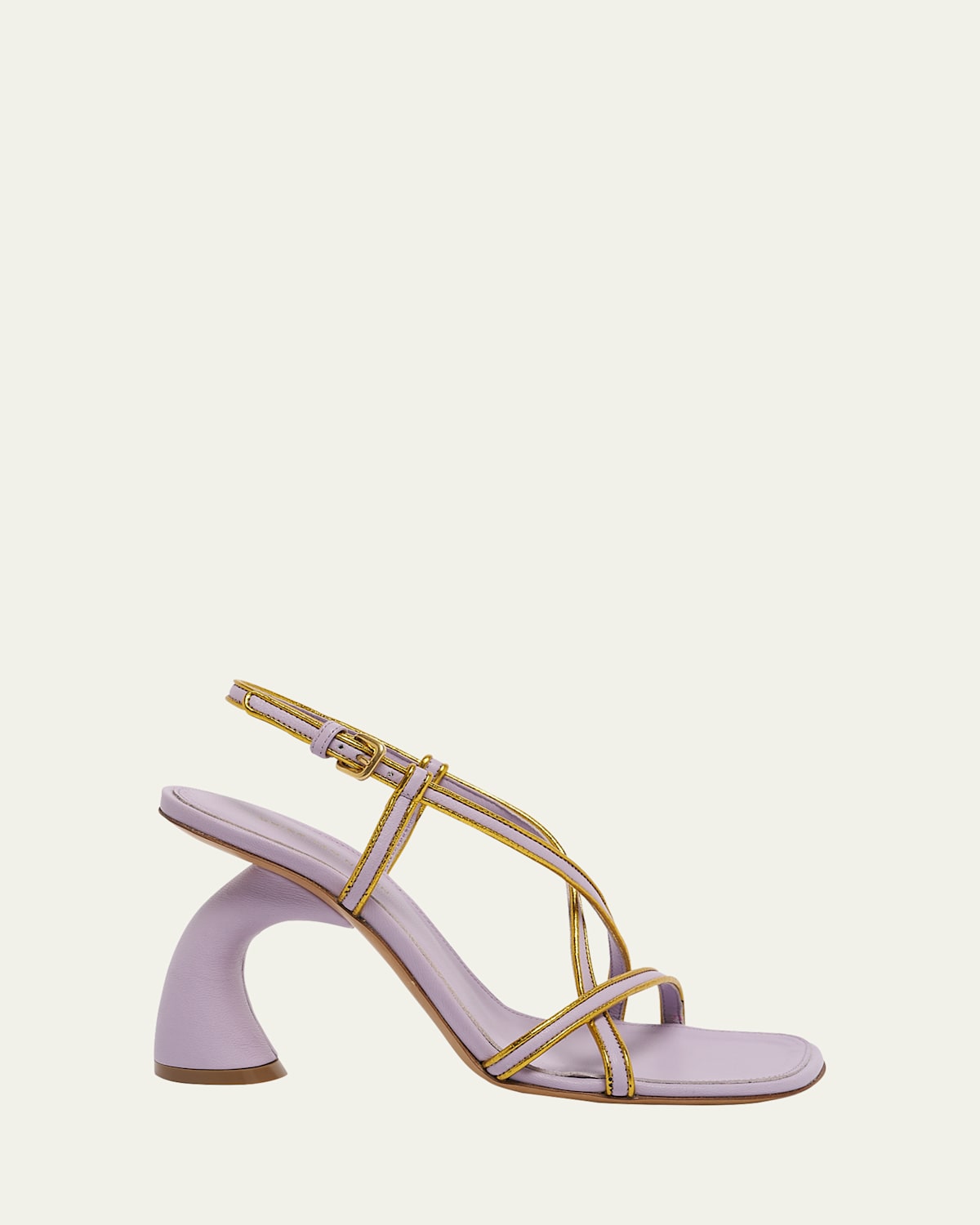 DRIES VAN NOTEN STRAPPY CURVED-HEEL LEATHER SANDALS 