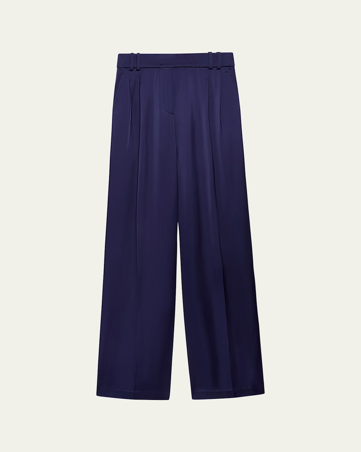 Double-Pleated Satin Wide-Leg Trousers