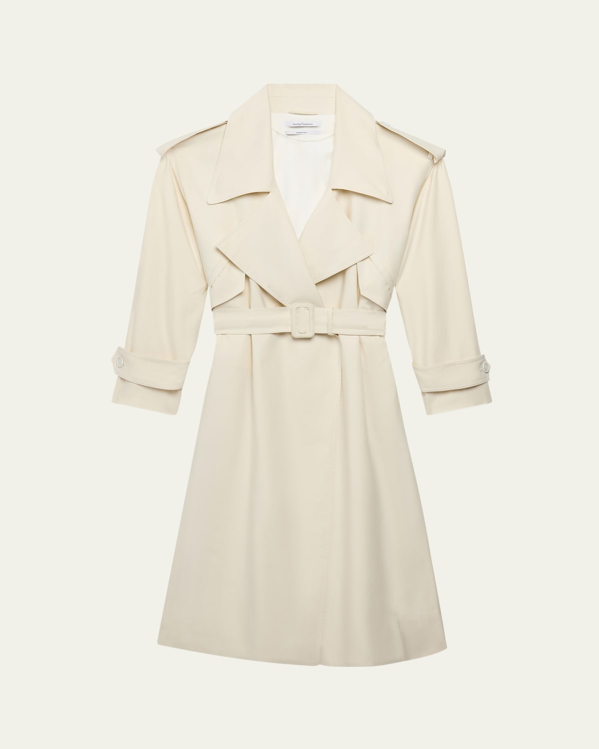 Another Tomorrow Belted Soft Long Trench Coat