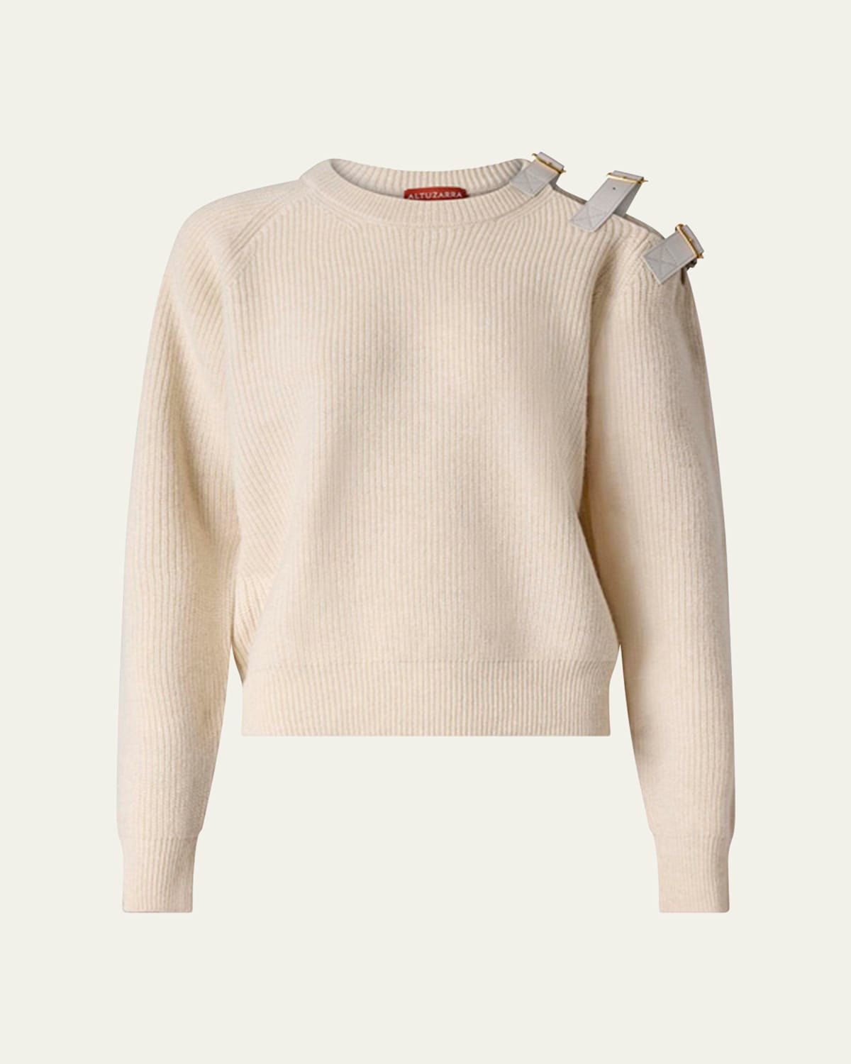Altuzarra Ness Buckled Cold-shoulder Wool Cashmere Sweater In Ivory