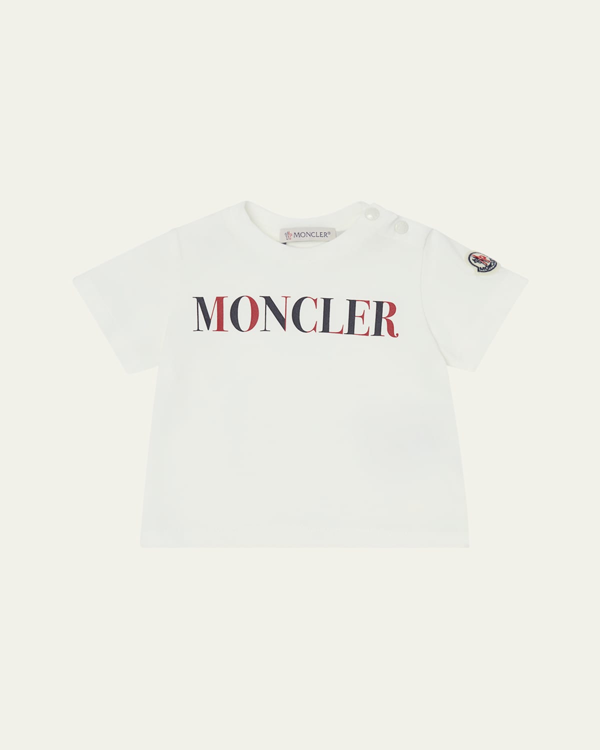 Moncler Boy's Chest Logo Short-sleeve T-shirt In White