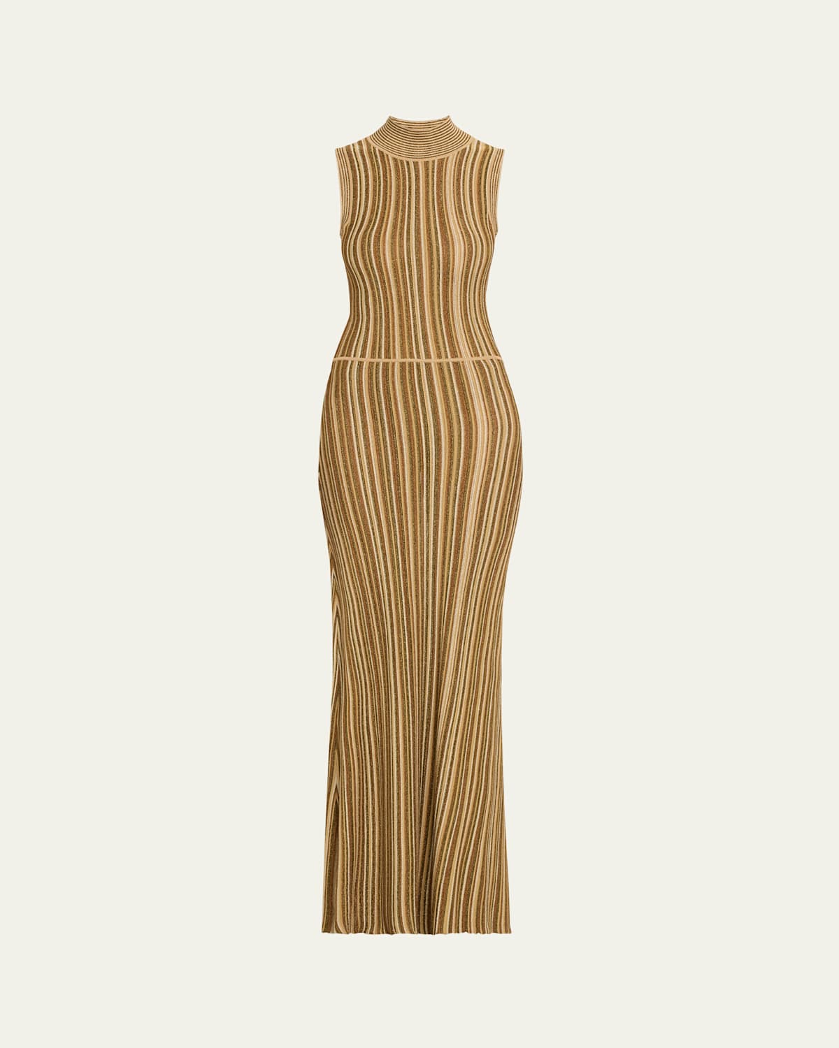Shop Veronica Beard Anna Stripe Sleeveless Maxi Dress In Gold Bronze
