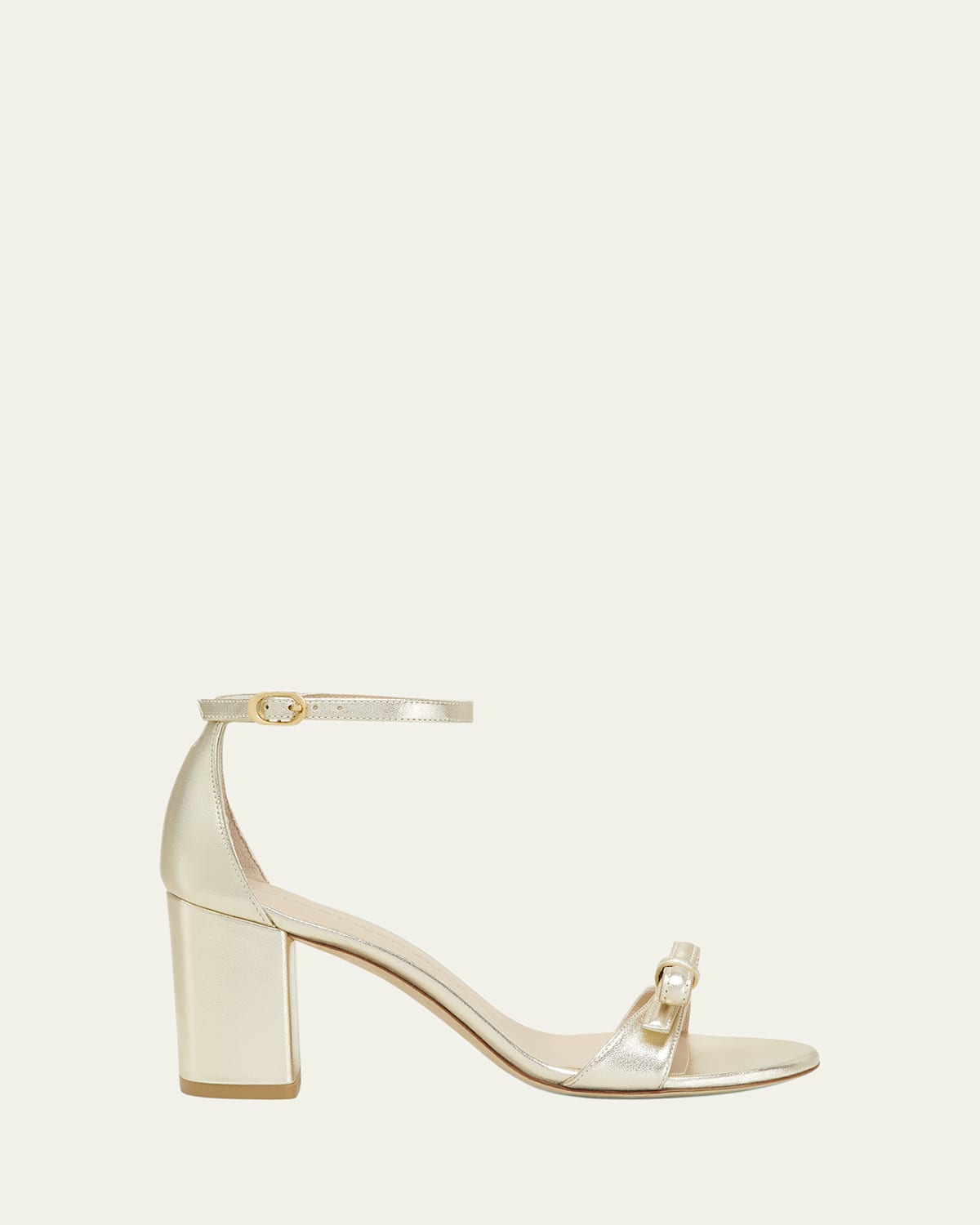 Stuart Weitzman Nudist Felicity Metallic Ankle-strap Sandals In Platino