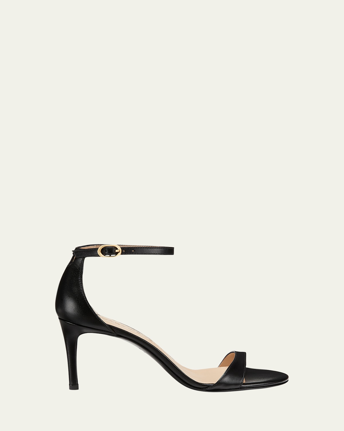 Stuart Weitzman Heel Buckle Open Toe Sandals In Black