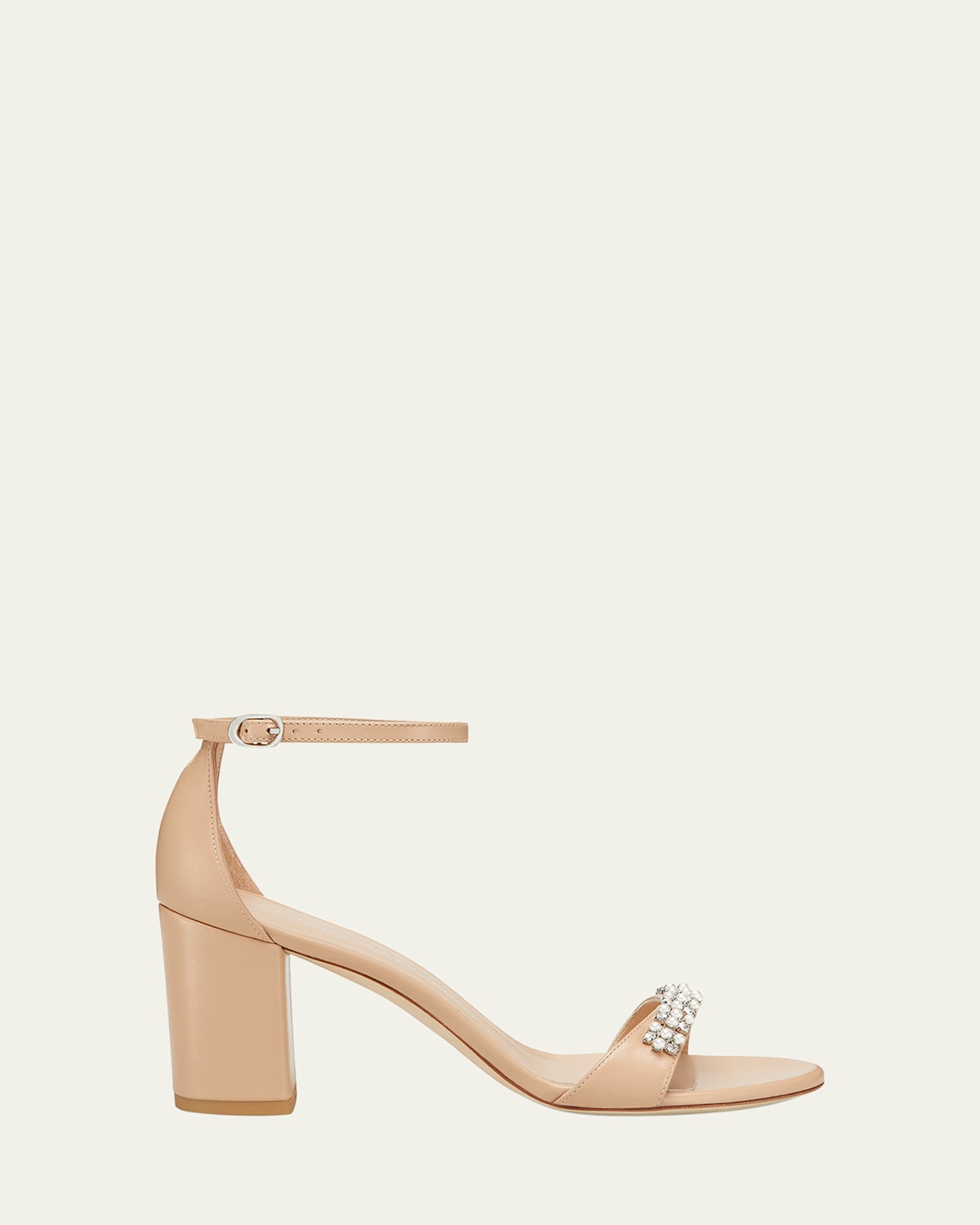 Stuart Weitzman Nudist Poppy Embellished Ankle-strap Sandals In Adobe/clear/natural