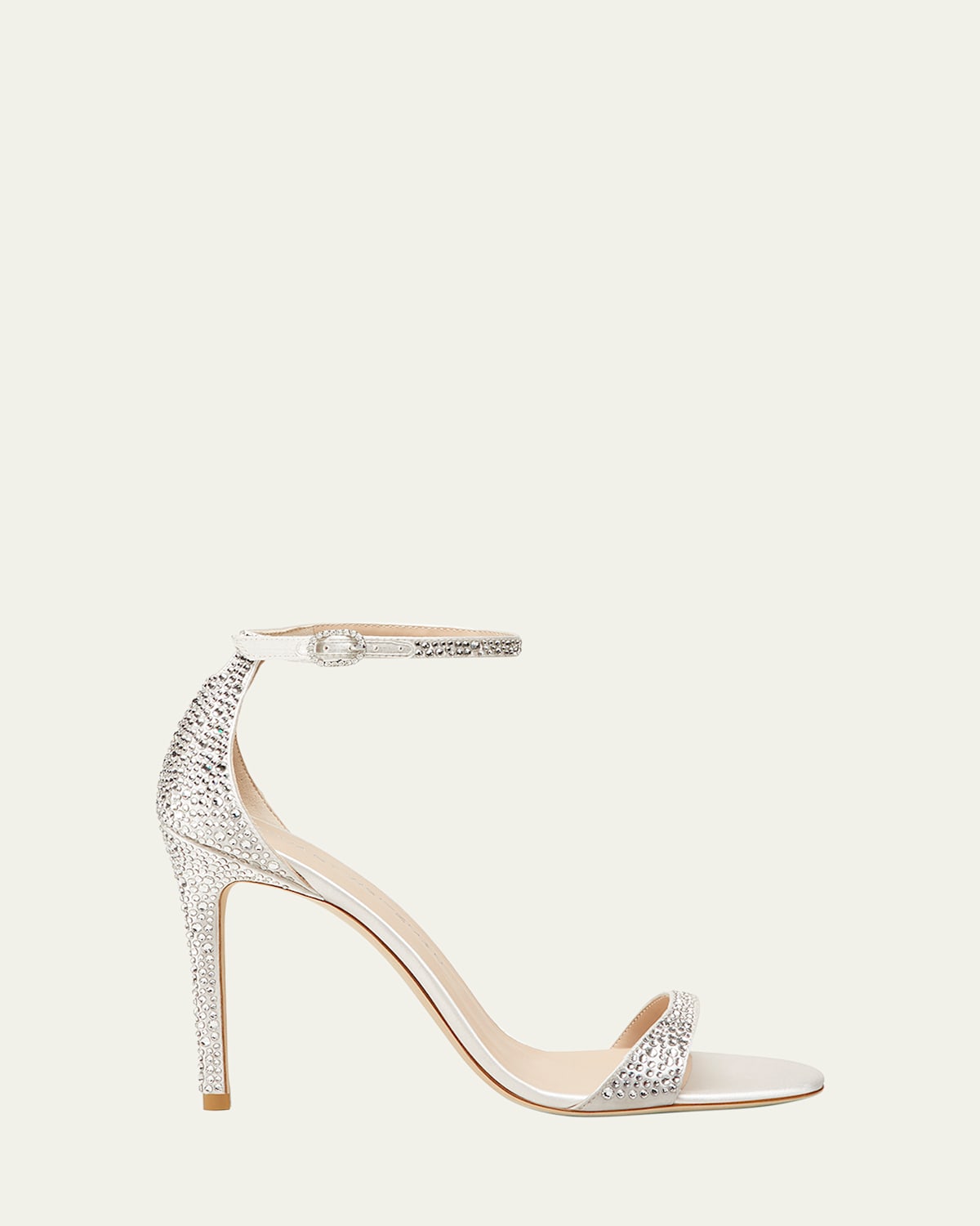 Stuart Weitzman Nudist Embellished Ankle-strap Sandals In Clear/cream