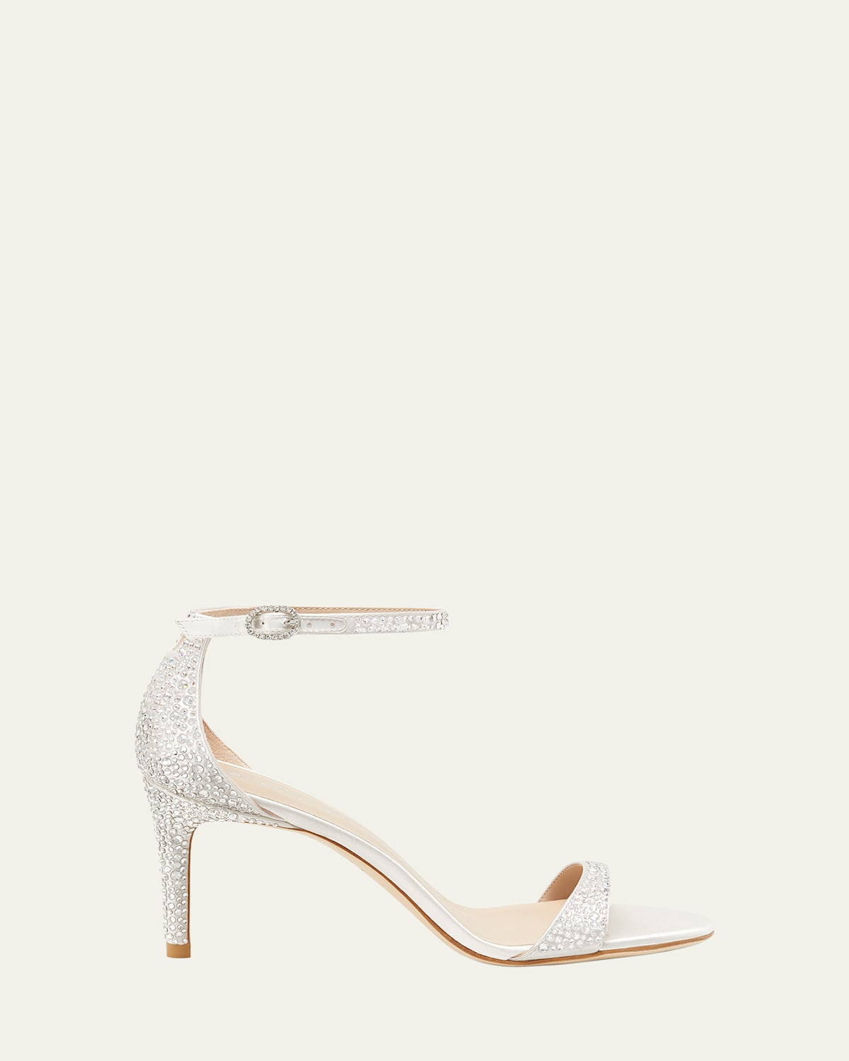 Stuart Weitzman 100mm Nudist Shine Crystal Sandals In Clear/cream