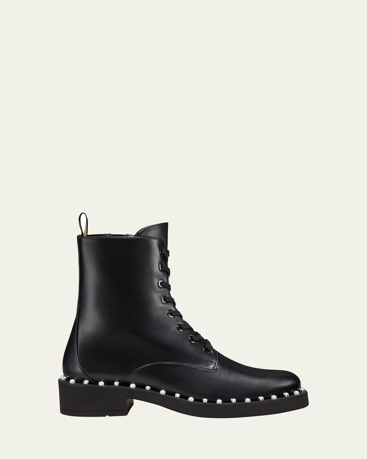 Shop Stuart Weitzman Reverie Leather Lace-up Booties In Black