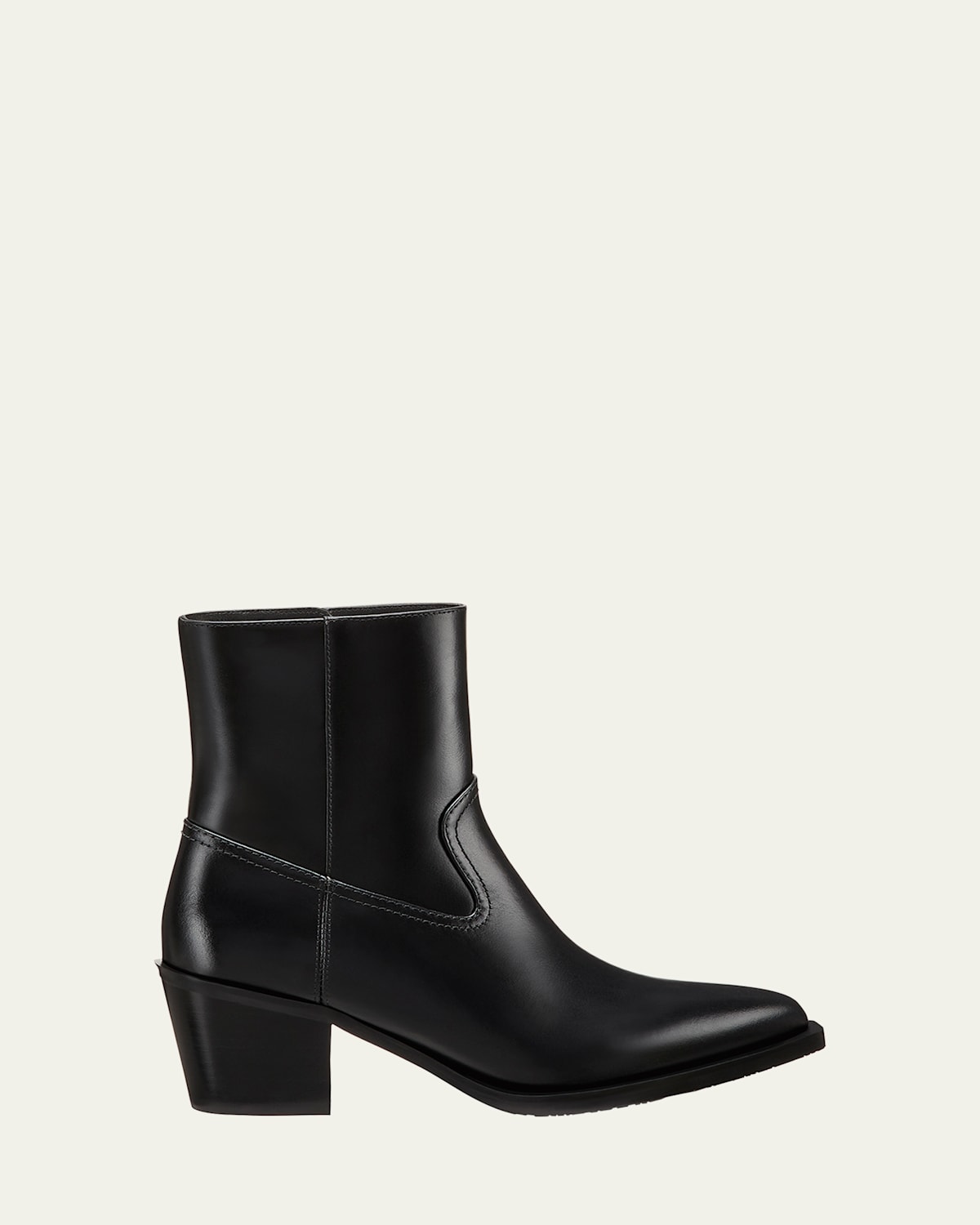 Stuart Weitzman Leather Block Heel Ankle Boots With Pointed Toe