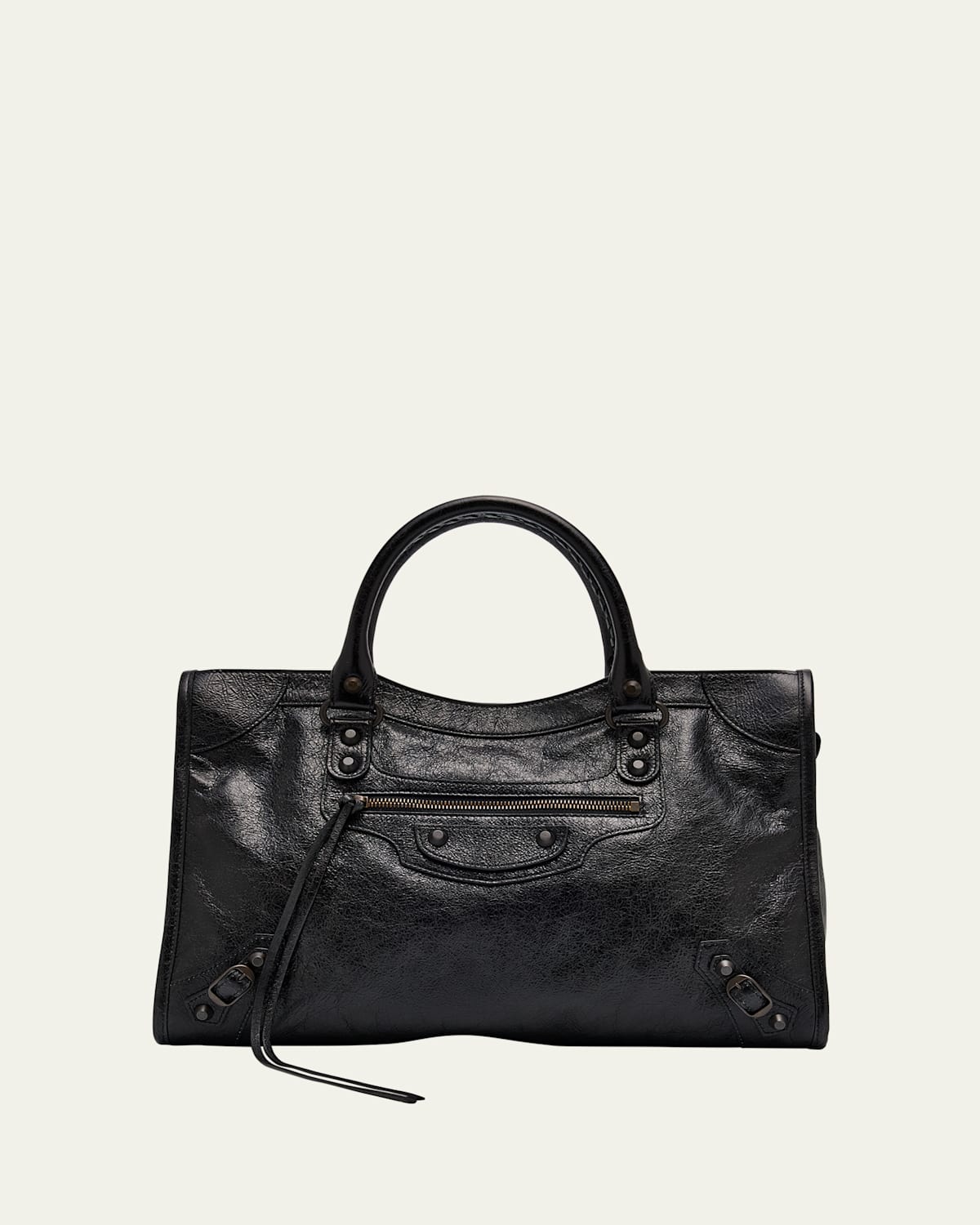 Balenciaga Le City Medium Crinkled Leather Top-handle Bag