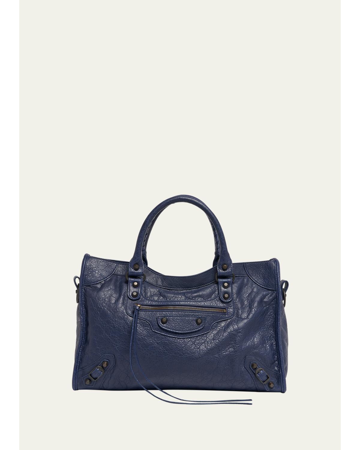 Le City Medium Crinkled Leather Top-Handle Bag