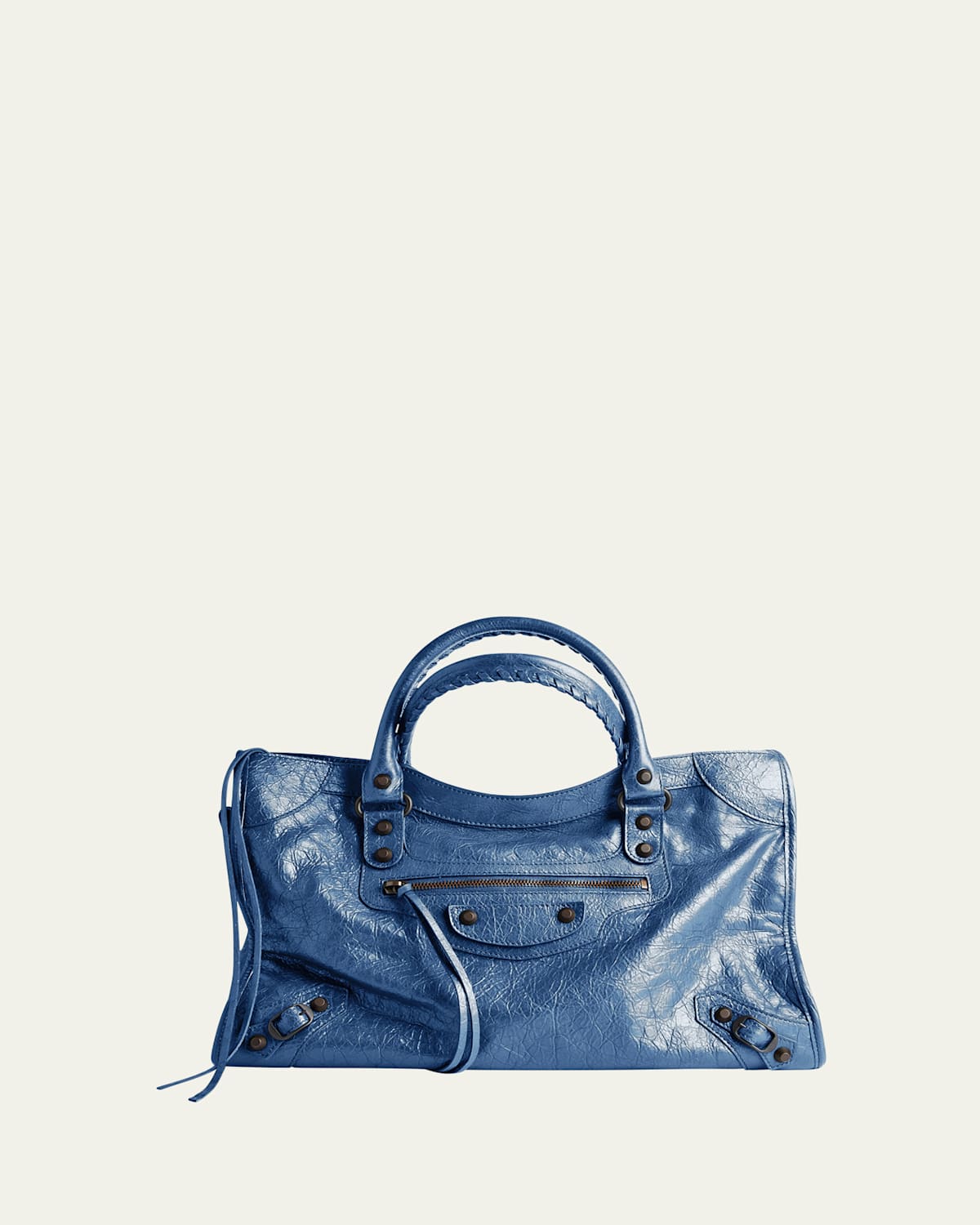 Balenciaga Le City Medium Crinkled Leather Top-handle Bag