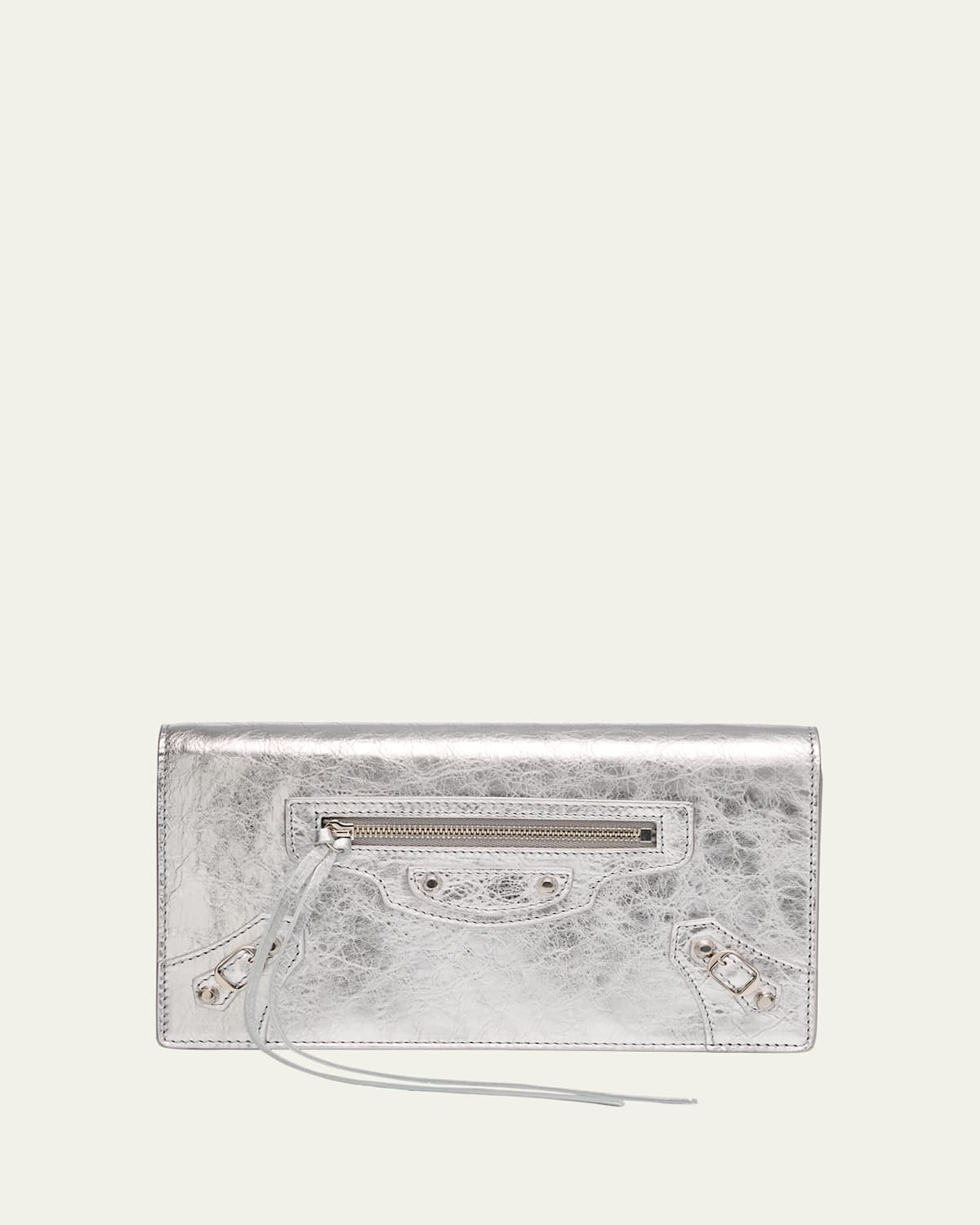 Balenciaga Le City Metallic Leather Wallet In 8122 Silver